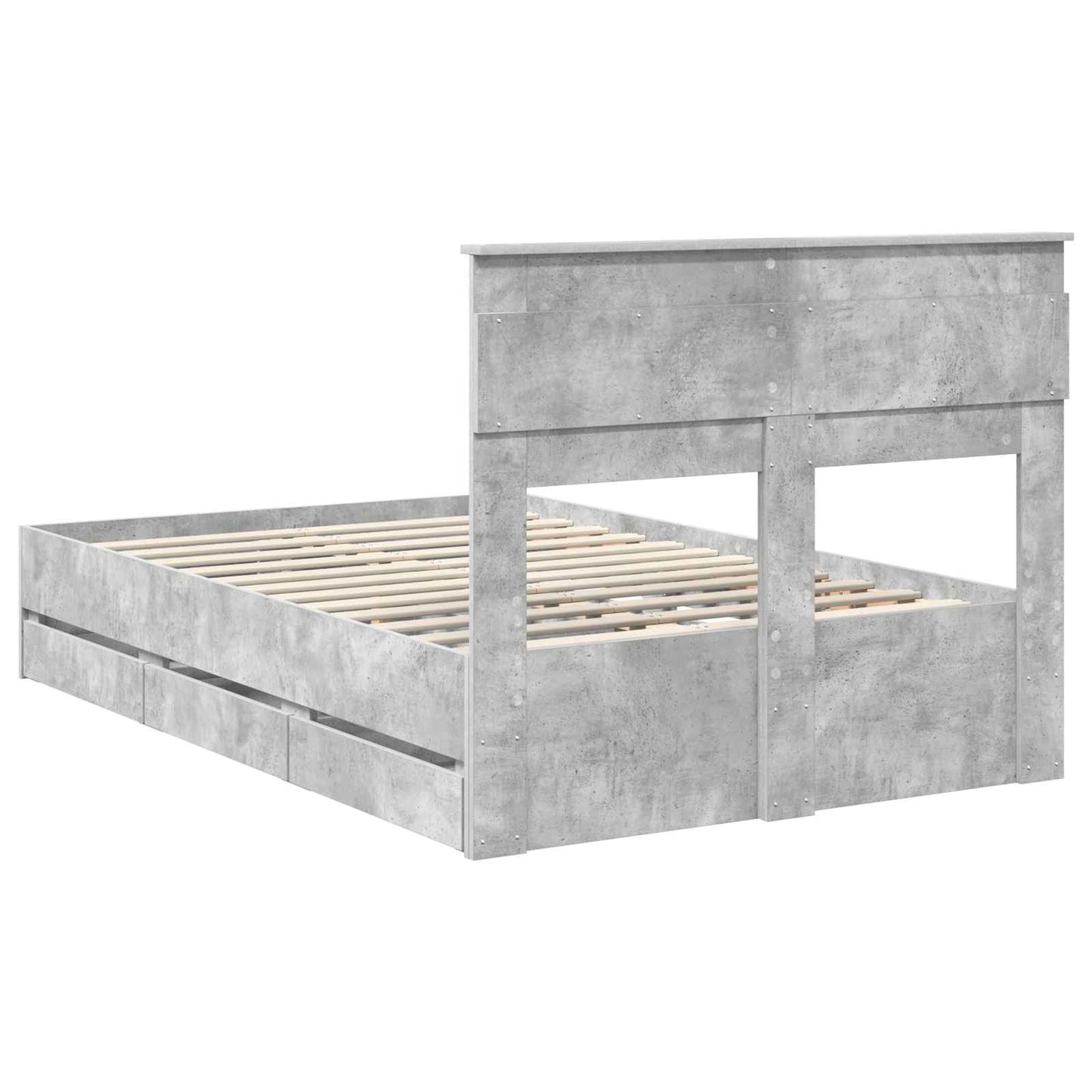 Sengestamme med skuff Betonggrå 135 x 190 cm Ingeniørtre