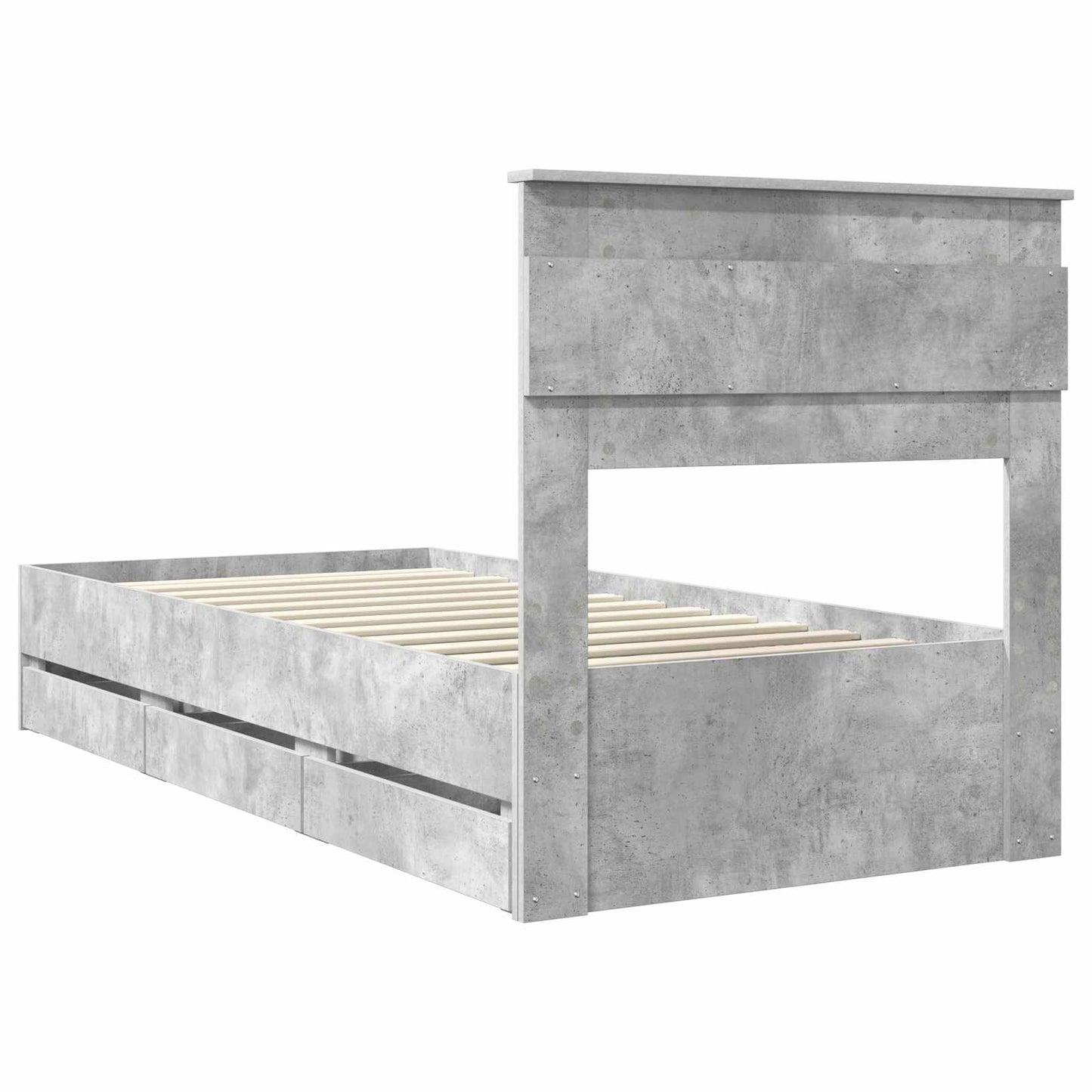 Sengestamme med skuff Betonggrå 90 x 190 cm Ingeniørtre