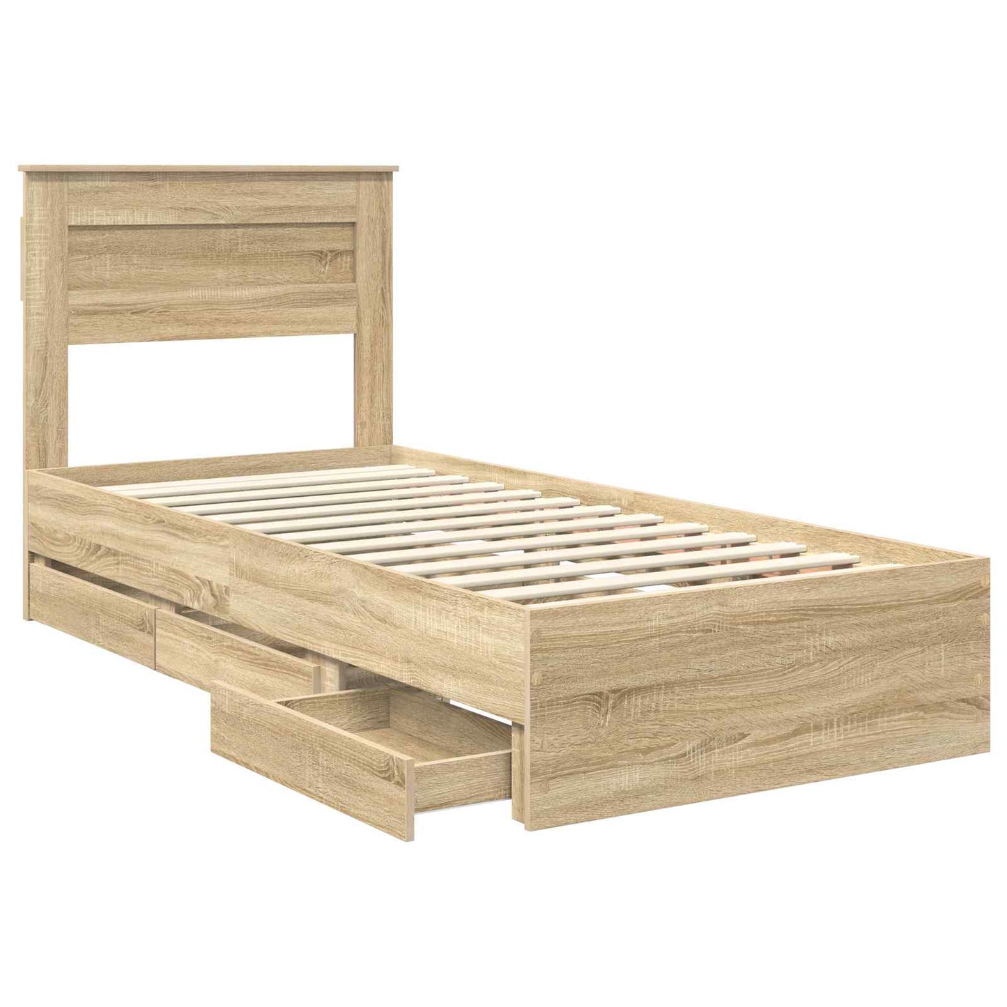 Sengestamme med skuff Sonoma eik 90 x 200 cm Ingeniørtre