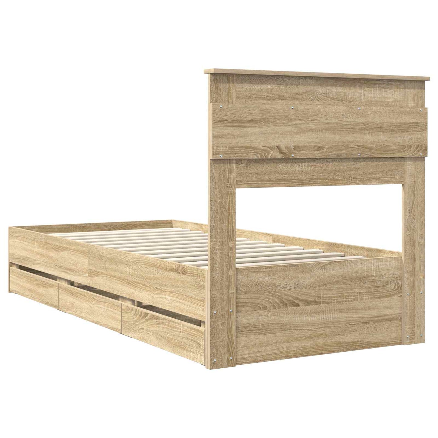 Sengestamme med skuff Sonoma eik 90 x 200 cm Ingeniørtre
