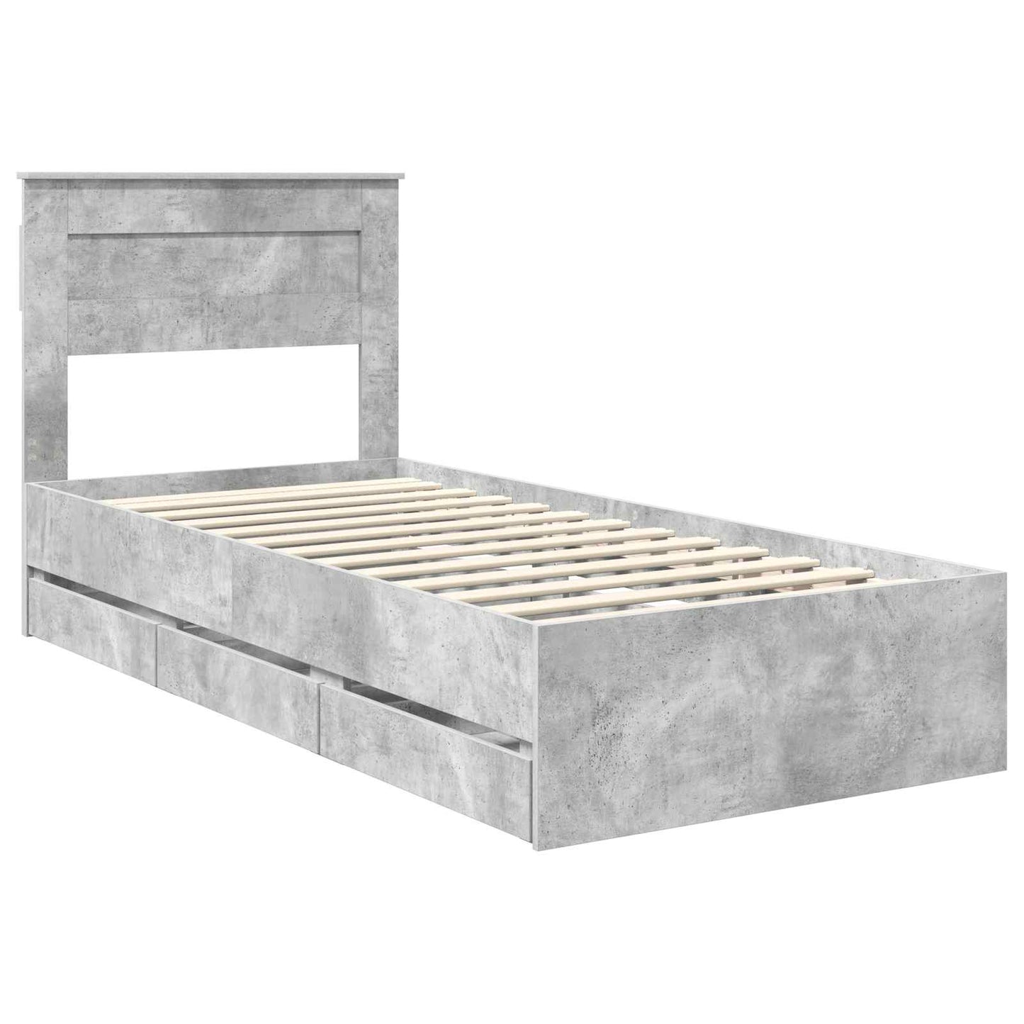 Sengestamme med skuff Betonggrå 75 x 190 cm Ingeniørtre