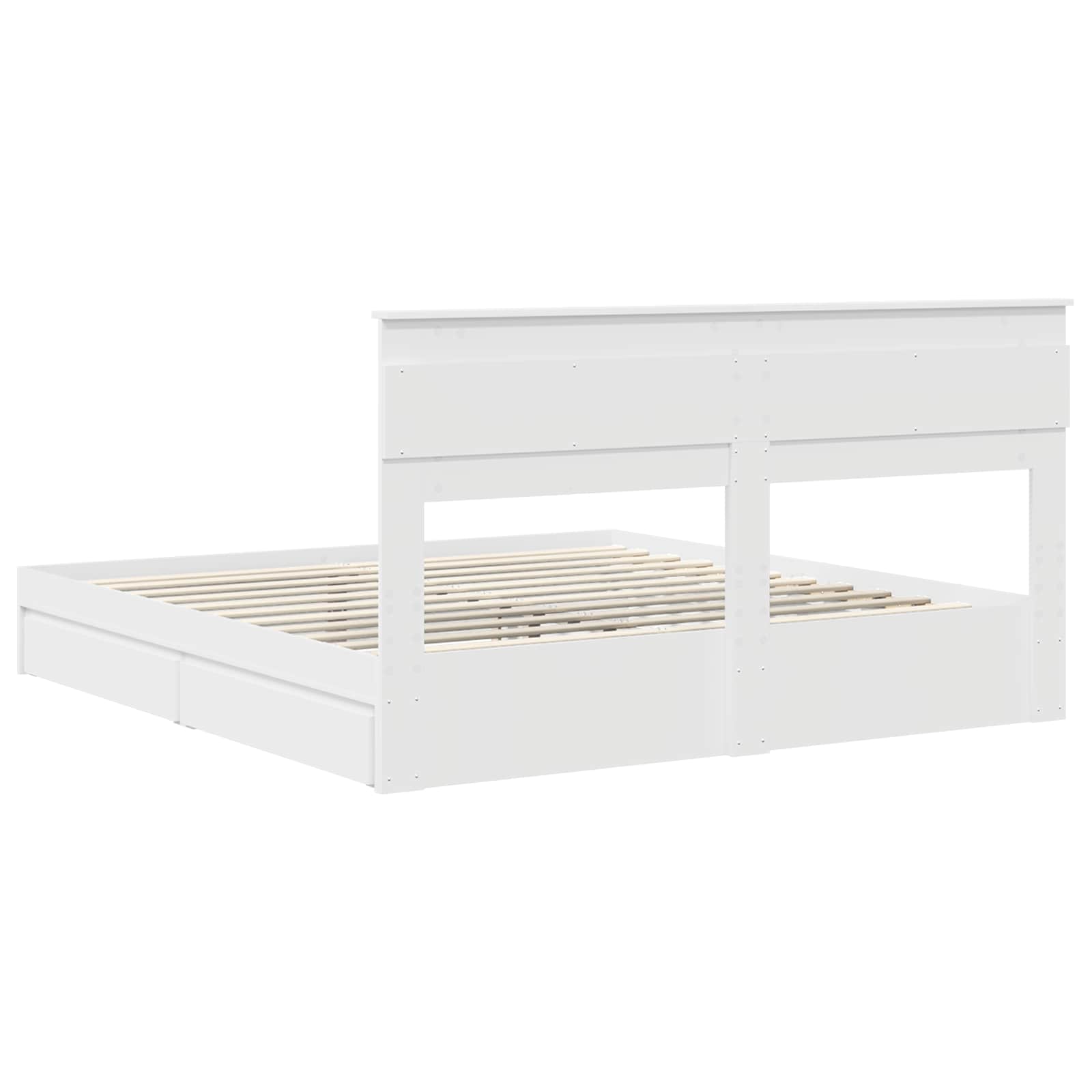 Seng med Oppbevaring med skuff Hvit 200 x 200 cm Konstruert tre