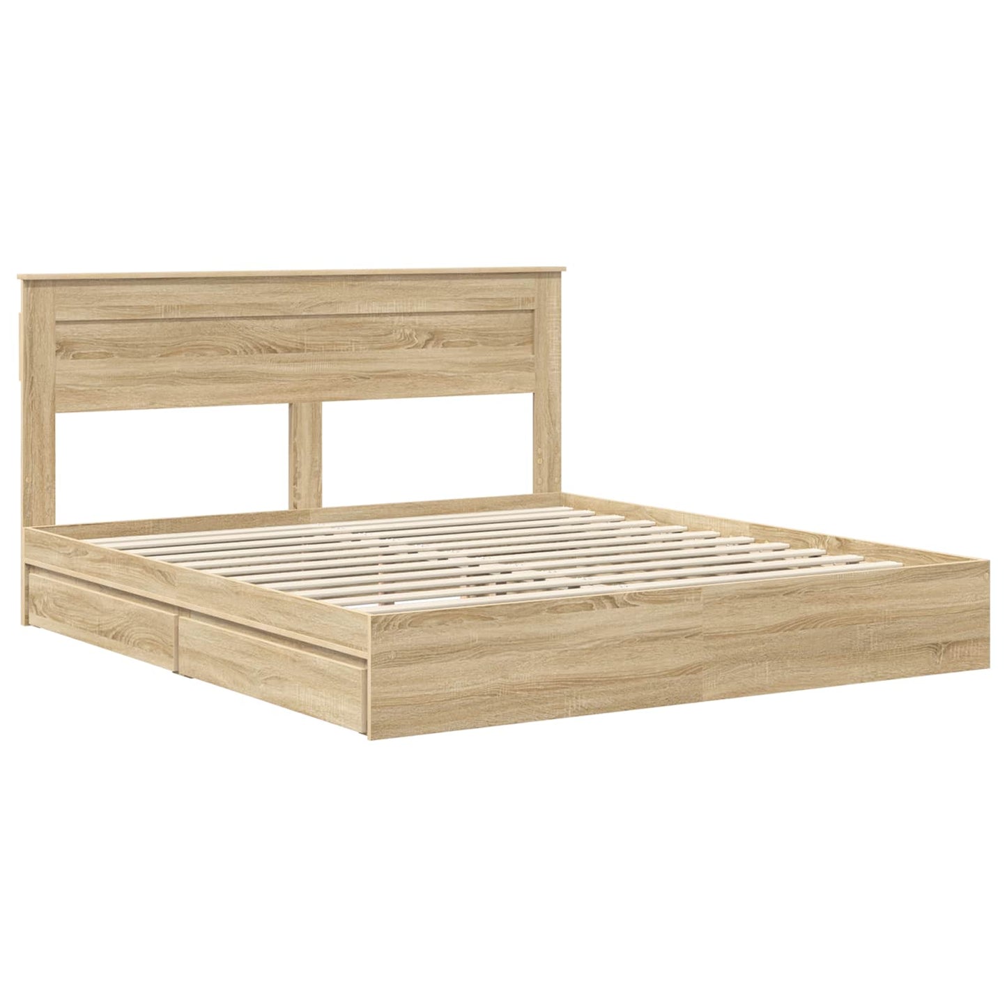 Seng med Oppbevaring Sonoma eik 180 x 200 cm Konstruert tre
