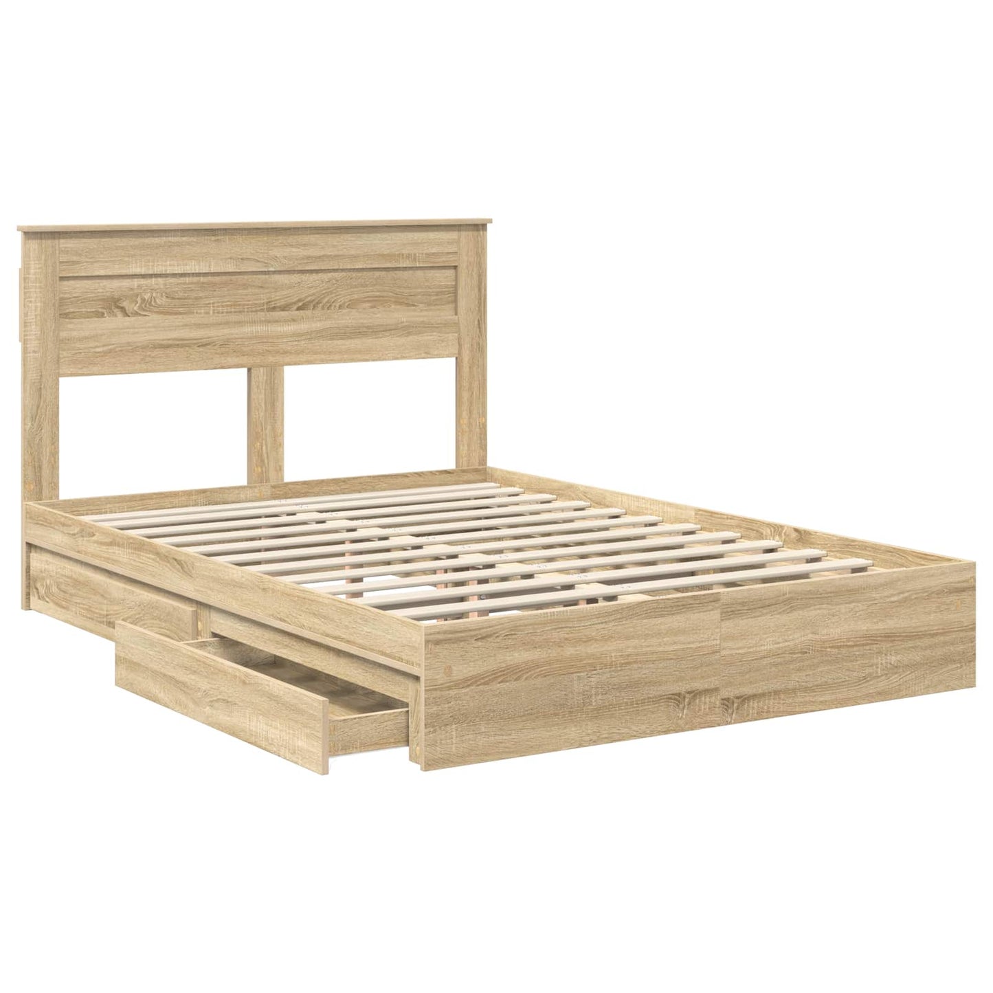 Seng med Oppbevaring Sonoma eik 160 x 200 cm Konstruert tre