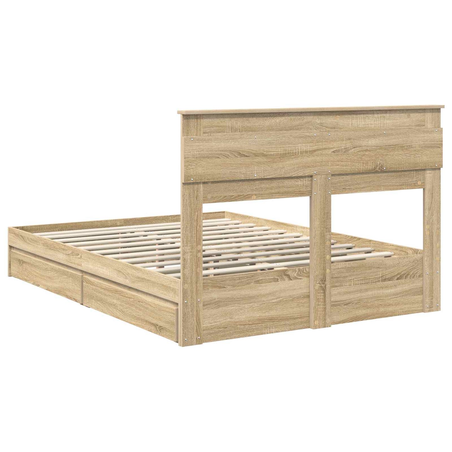 Seng med Oppbevaring Sonoma eik 160 x 200 cm Konstruert tre