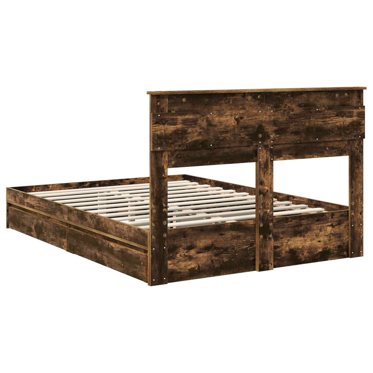 Seng med Oppbevaring Røkt eik 160 x 200 cm Konstruert tre