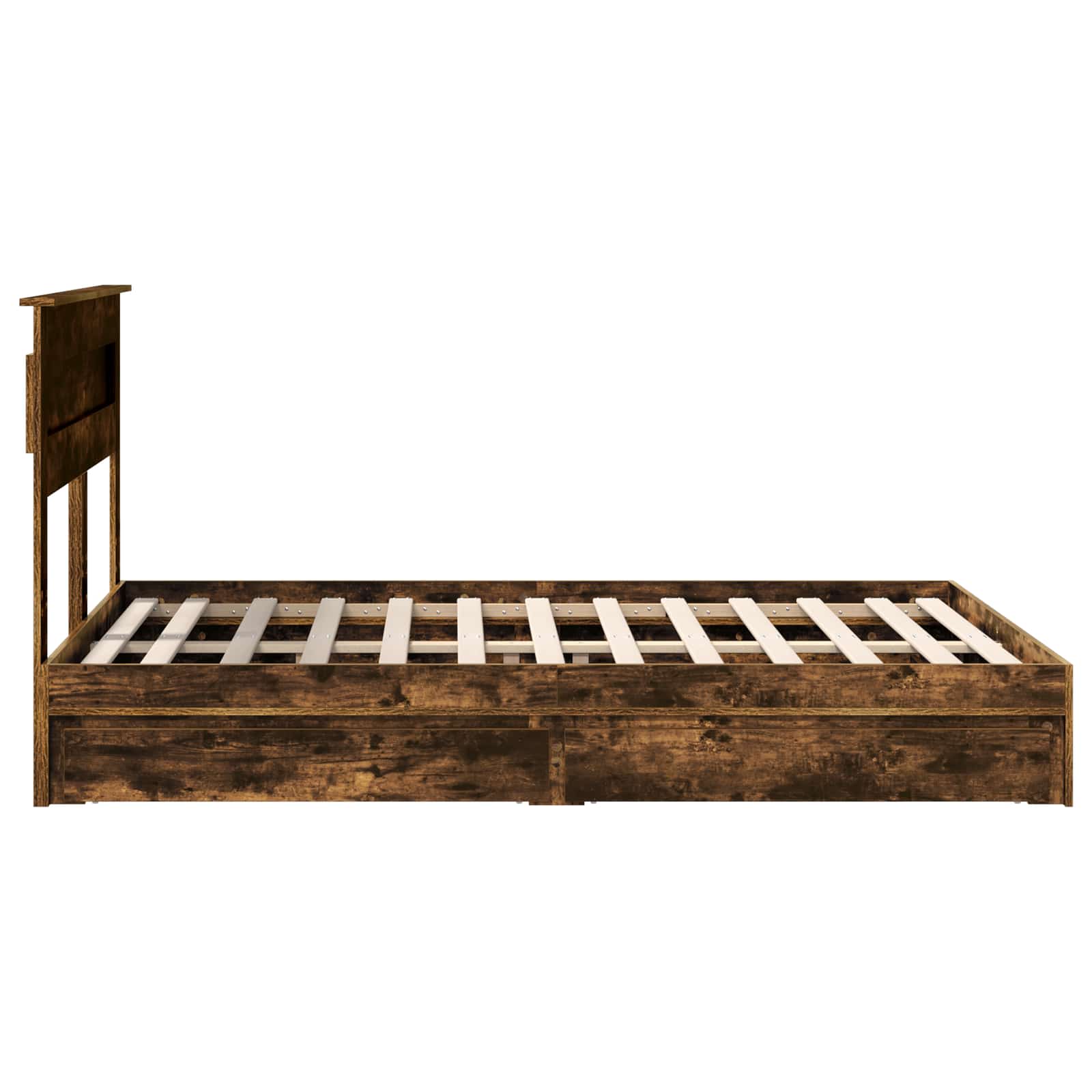 Seng med Oppbevaring Røkt eik 140 x 190 cm Konstruert tre