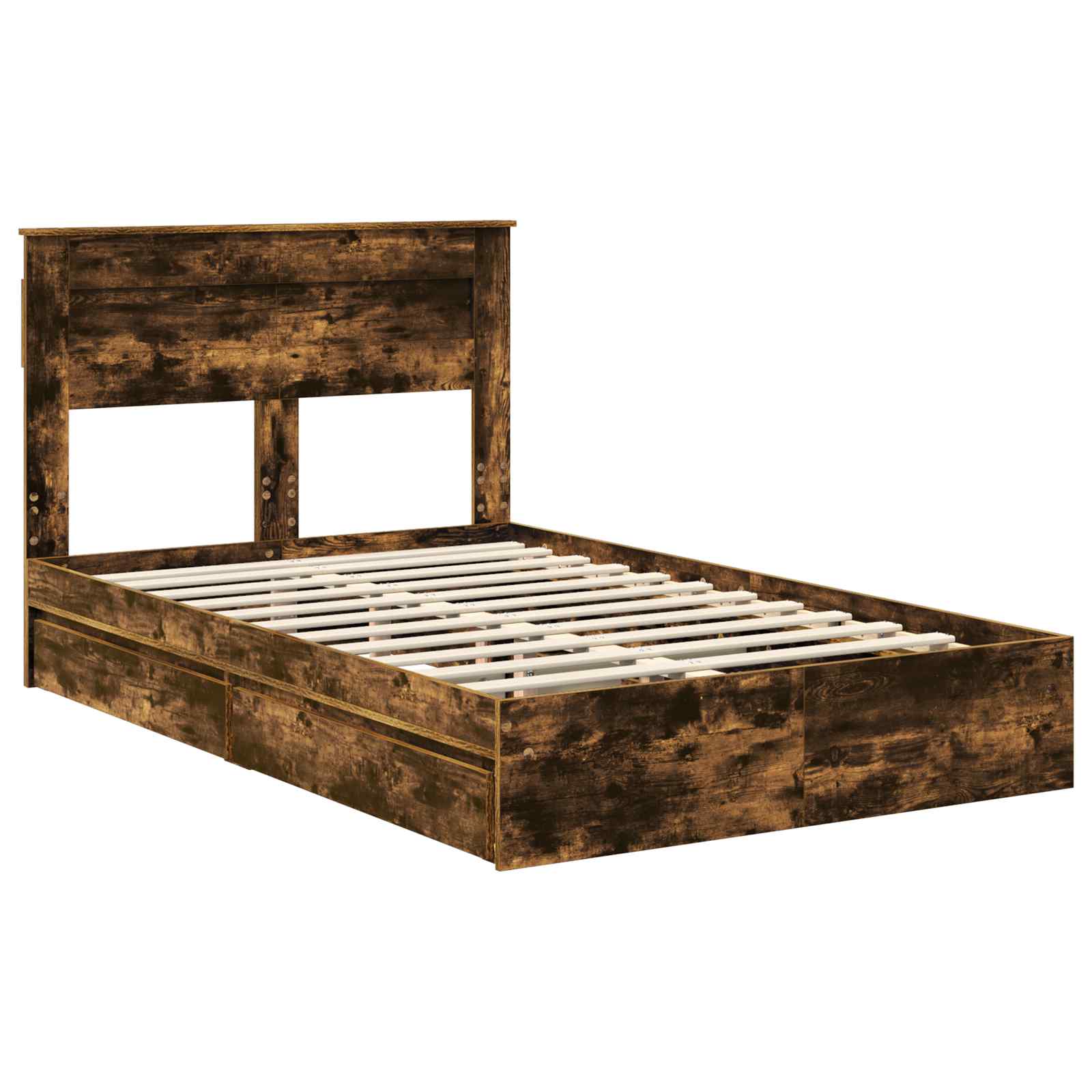 Seng med Oppbevaring Røkt eik 120 x 190 cm Konstruert tre