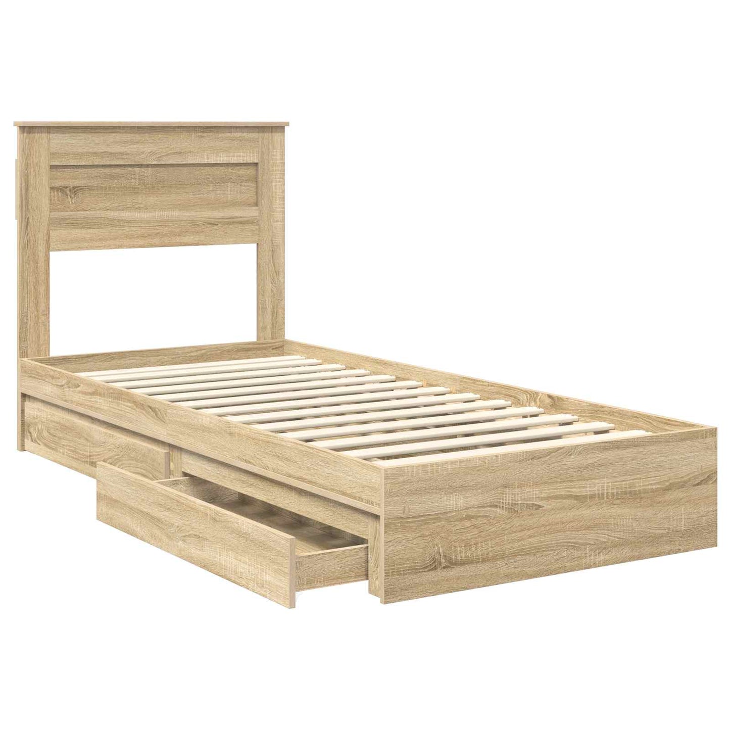 Seng med Oppbevaring Sonoma eik 100 x 200 cm Konstruert tre