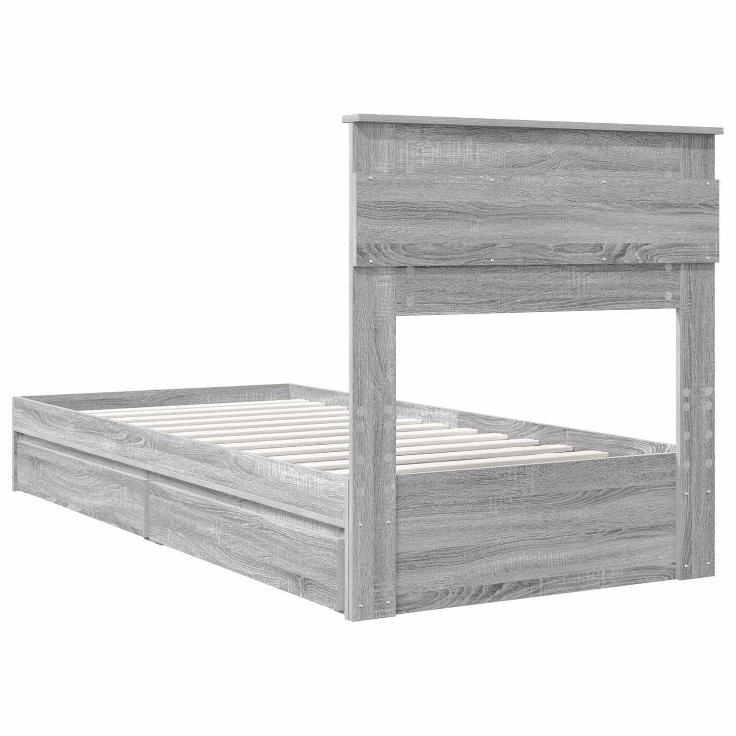 Seng med Oppbevaring Grå Sonoma 90 x 190 cm Konstruert tre