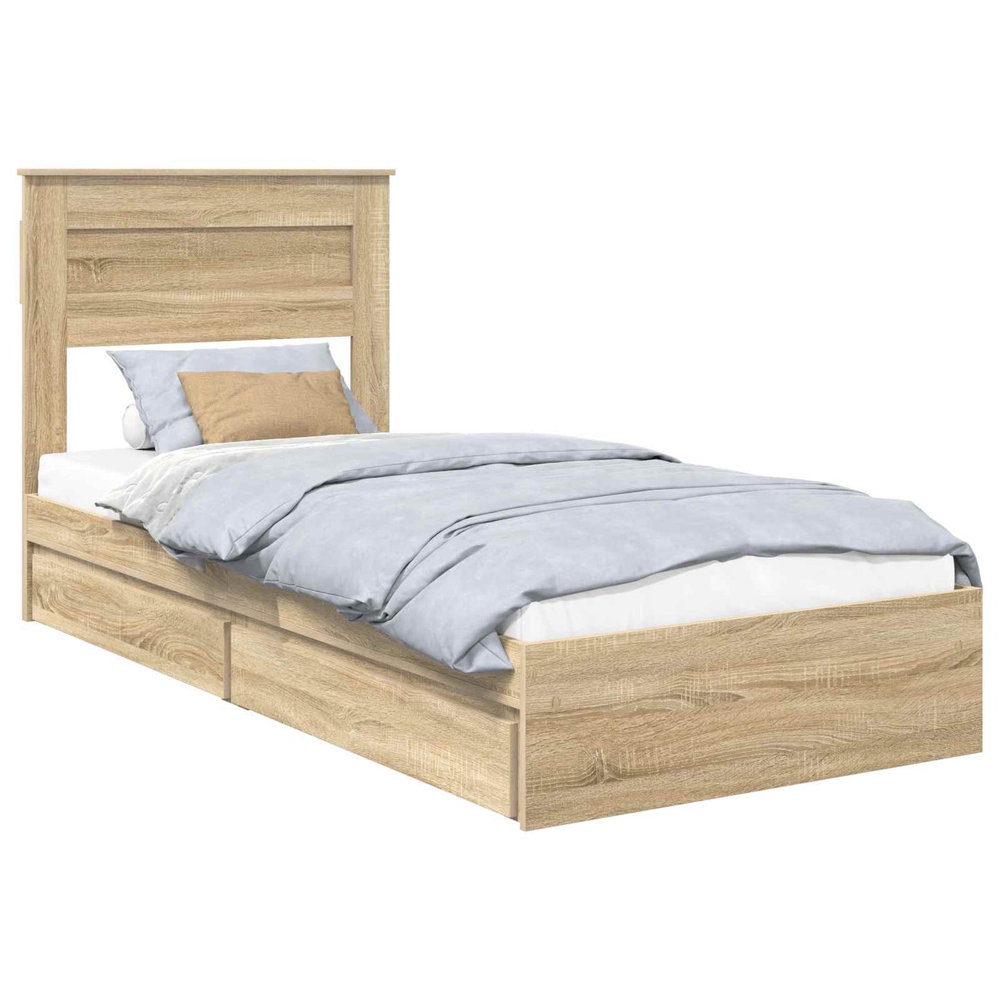 Seng med Oppbevaring Sonoma eik 75 x 190 cm Konstruert tre