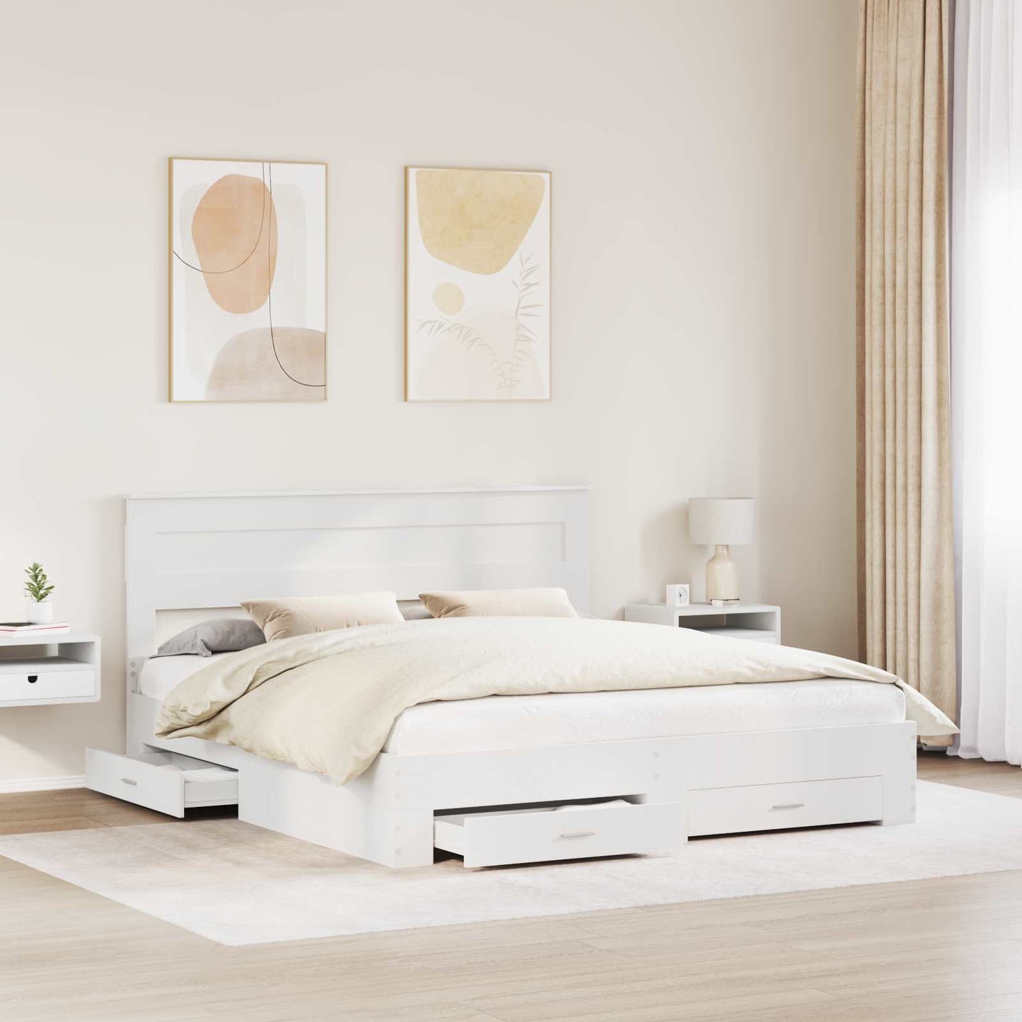 Sengestamme med hodegjerde Hvit 180 x 200 cm Konstruert tre