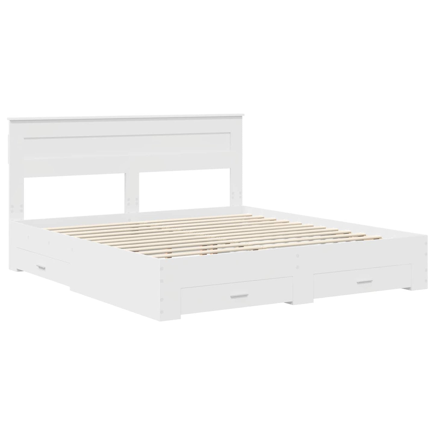 Sengestamme med hodegjerde Hvit 180 x 200 cm Konstruert tre