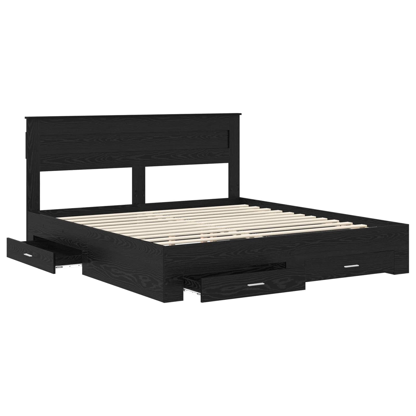Sengestamme med skuff Svart Eik 180 x 200 cm Konstruert tre