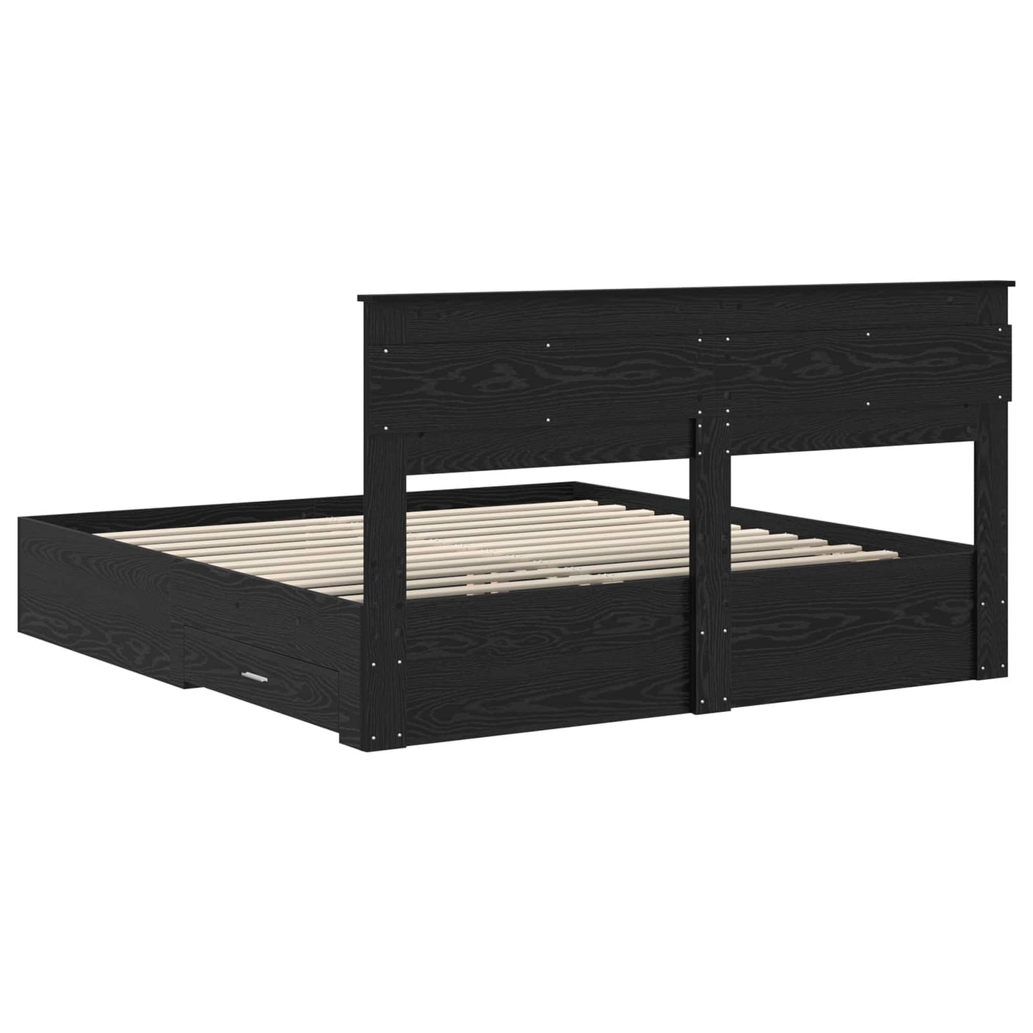 Sengestamme med skuff Svart Eik 180 x 200 cm Konstruert tre