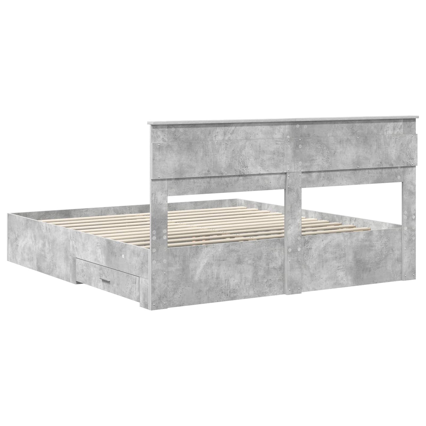 Sengestamme med skuff Betonggrå 180 x 200 cm Konstruert tre