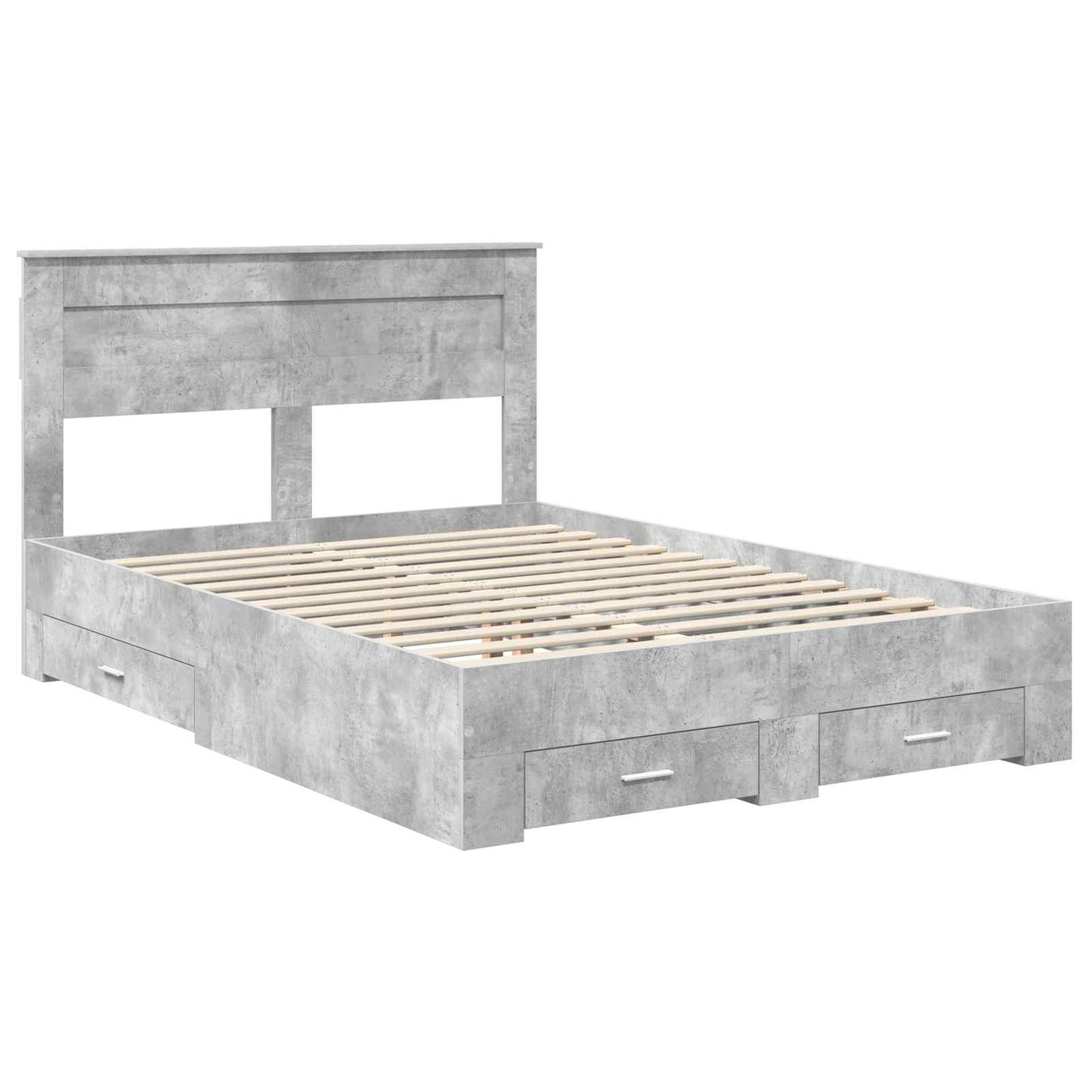 Sengestamme med skuff Betonggrå 160 x 200 cm Konstruert tre