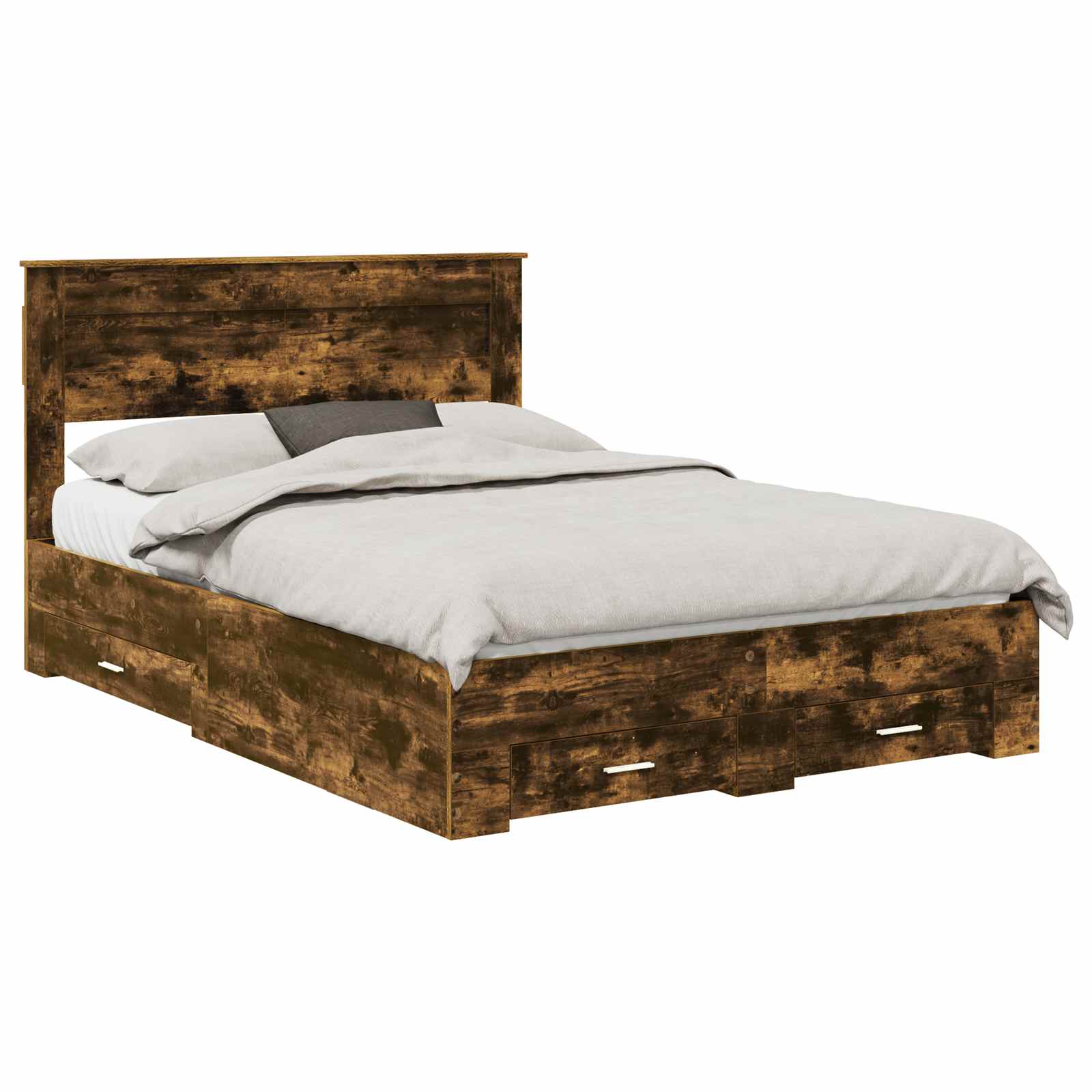 Sengestamme med hodegjerde Røkt eik 150 x 200 cm Konstruert tre