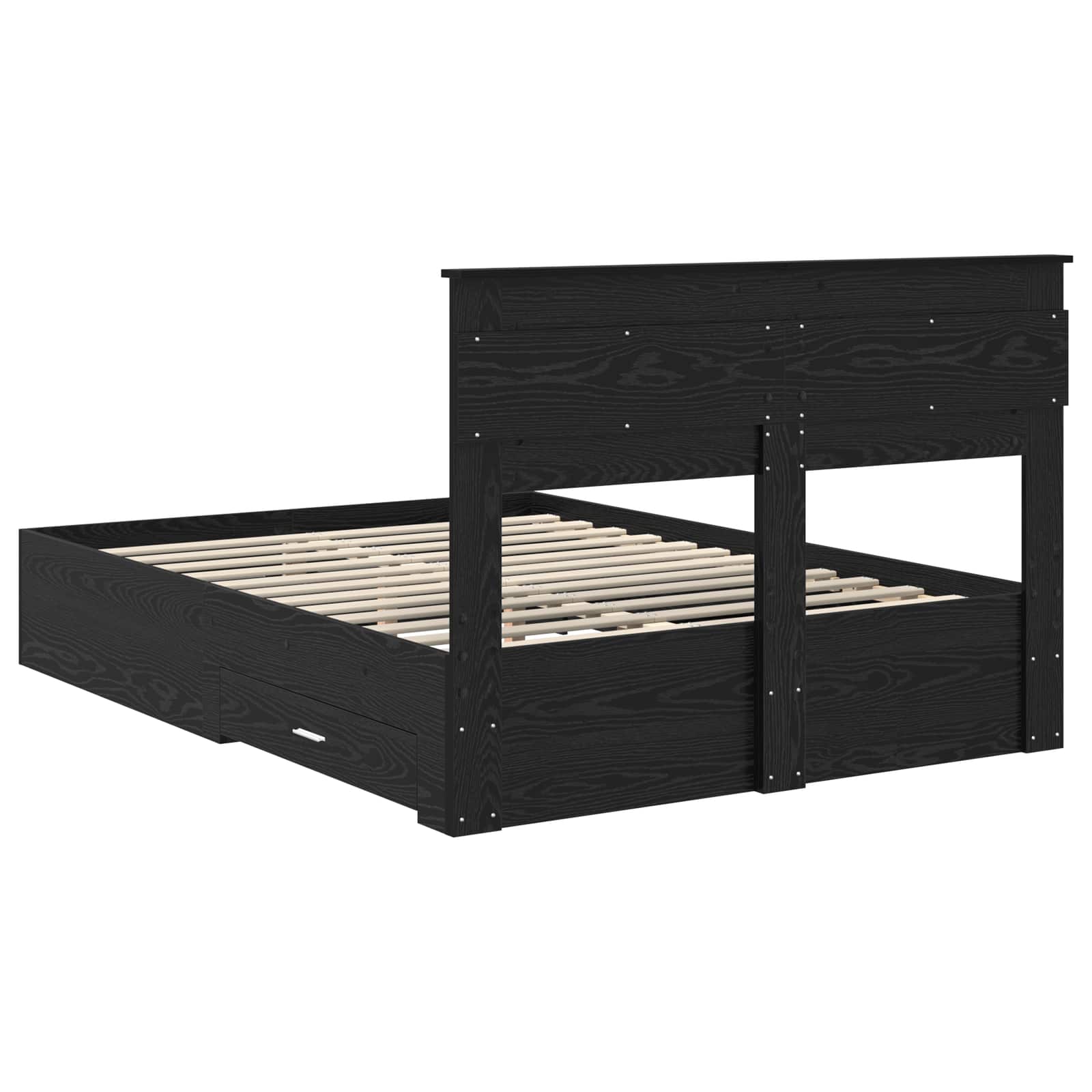 Sengestamme med skuff Svart Eik 140 x 190 cm Konstruert tre