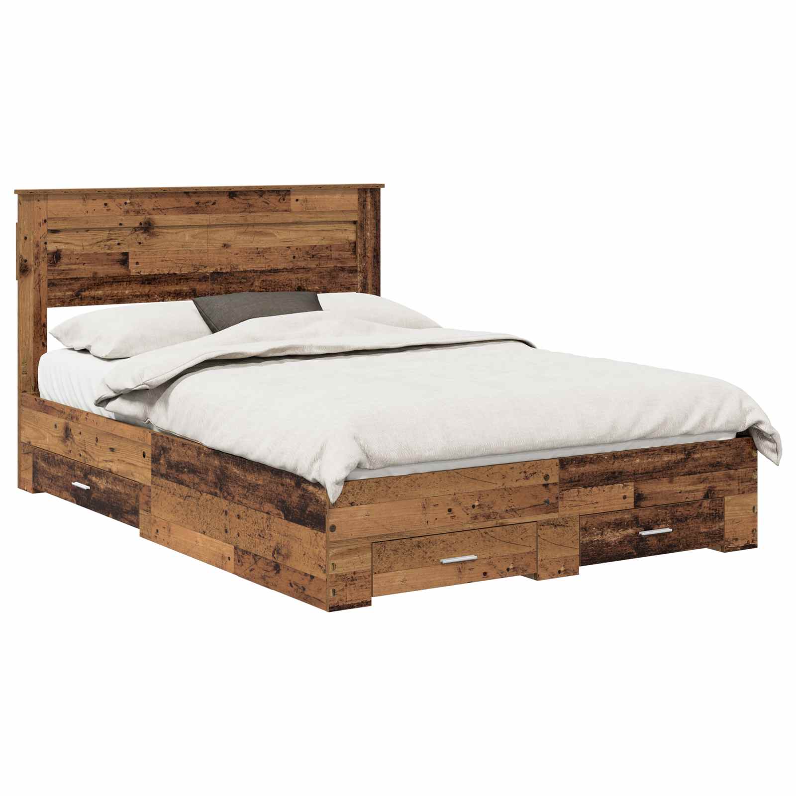 Sengestamme med skuff Gammelt tre 140 x 190 cm Konstruert tre