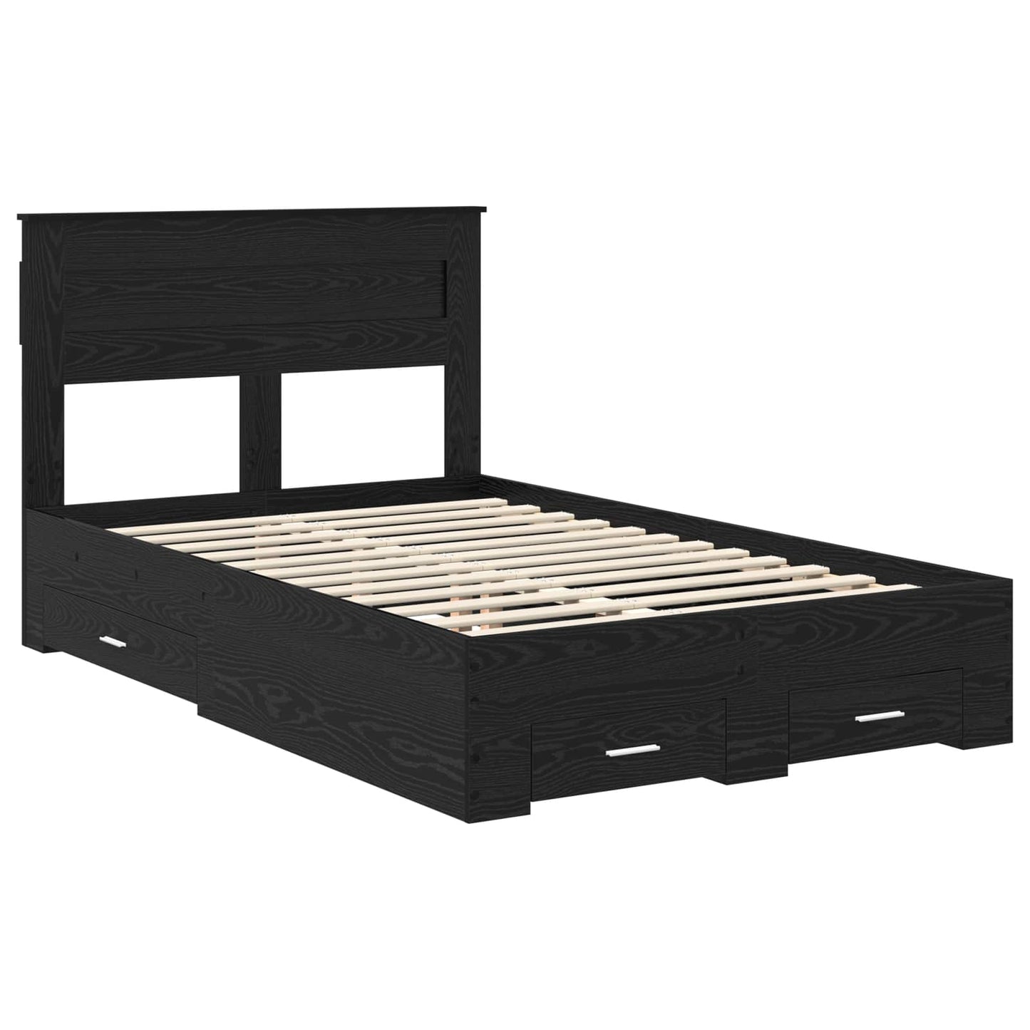 Sengestamme med skuff Svart Eik 135 x 190 cm Konstruert tre