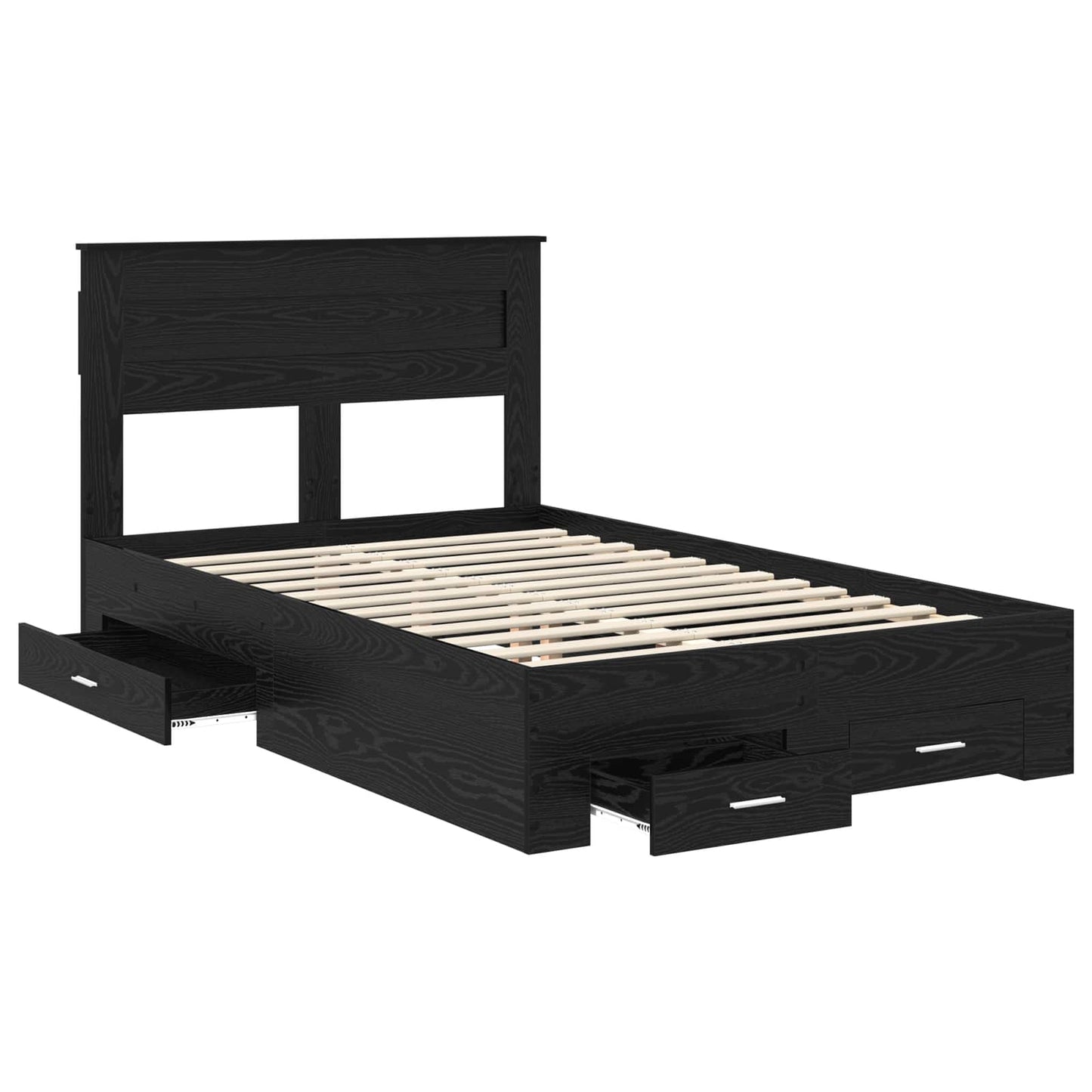 Sengestamme med skuff Svart Eik 135 x 190 cm Konstruert tre