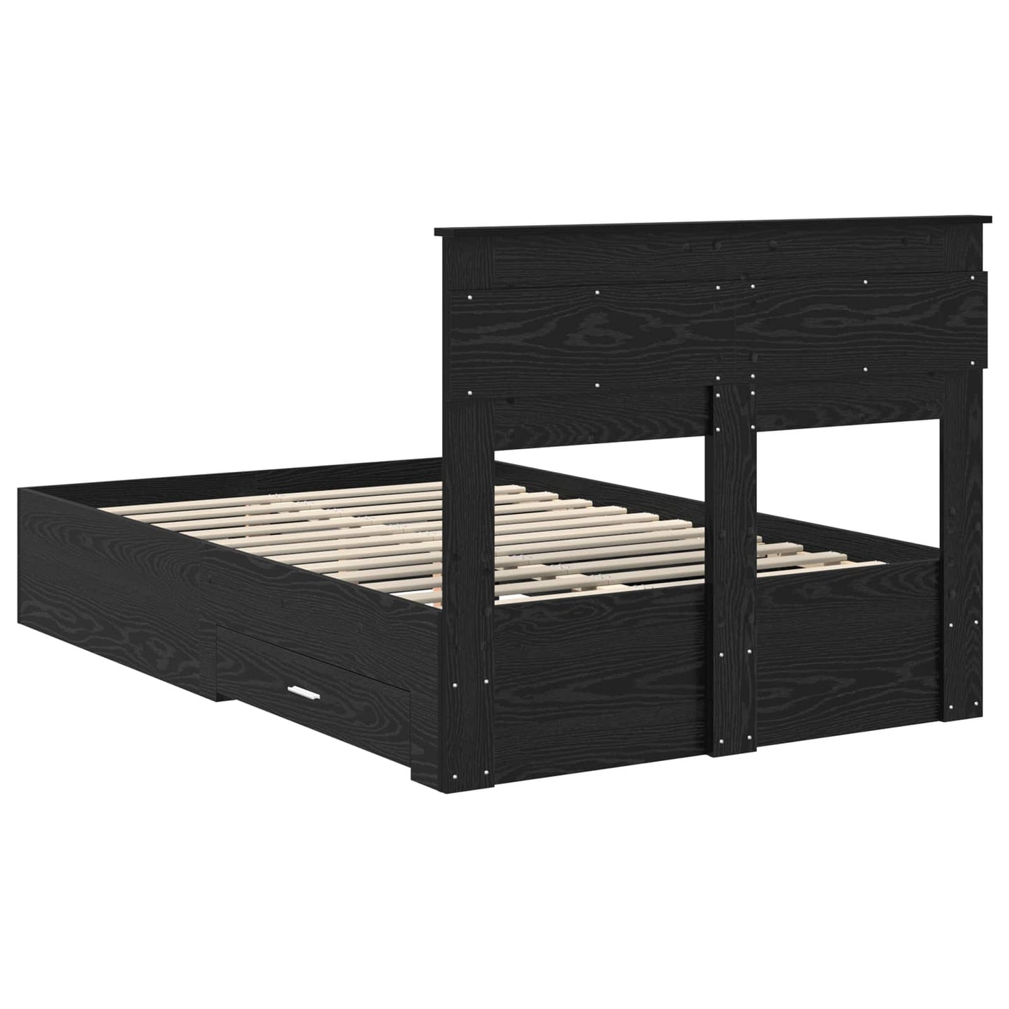 Sengestamme med skuff Svart Eik 135 x 190 cm Konstruert tre