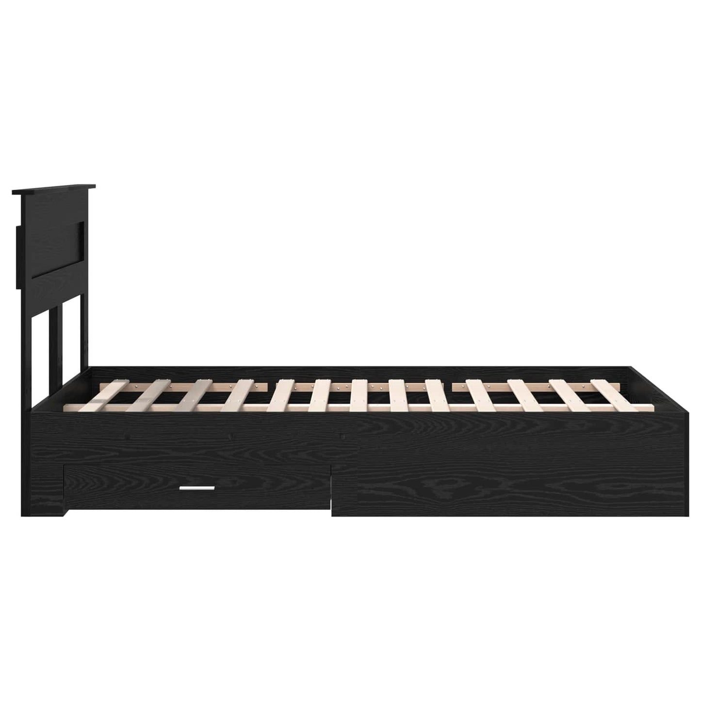 Sengestamme med skuff Svart Eik 135 x 190 cm Konstruert tre