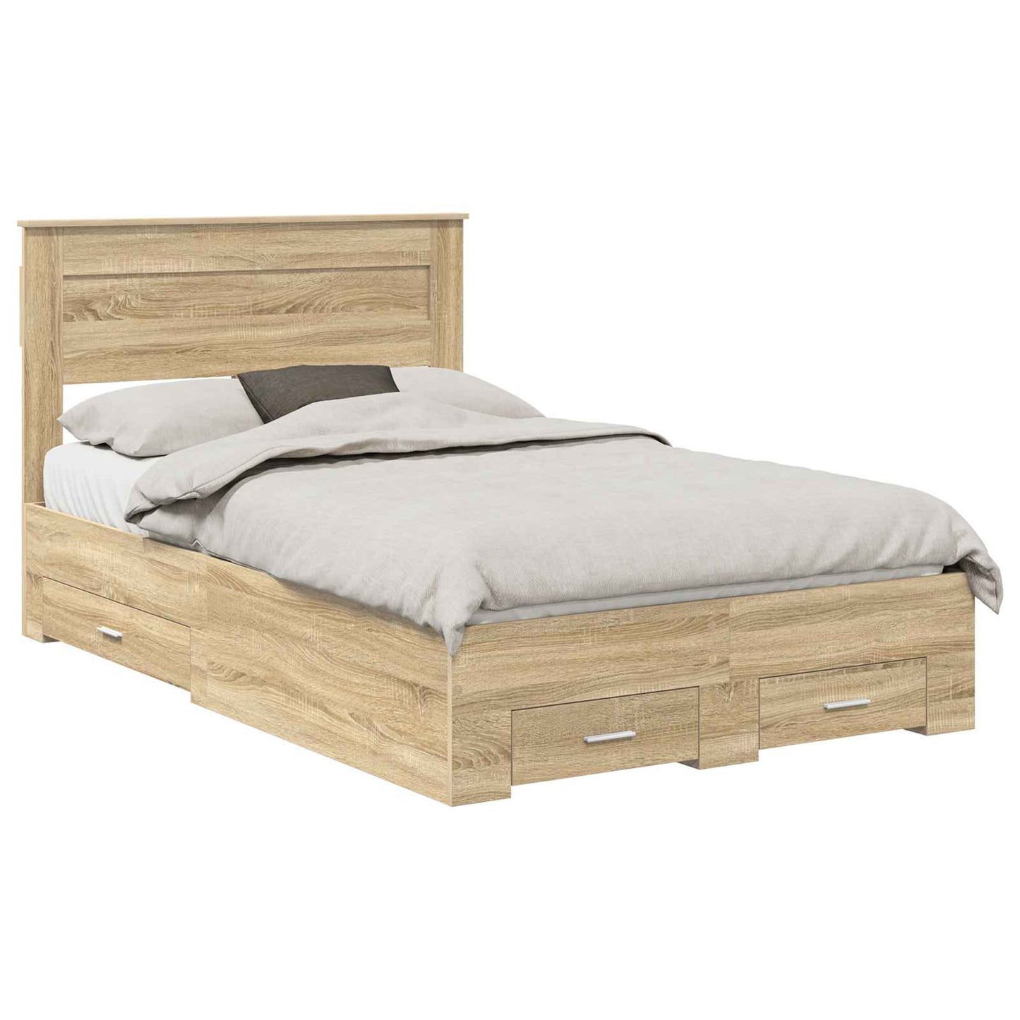 Sengestamme med skuff Sonoma eik 135 x 190 cm Konstruert tre