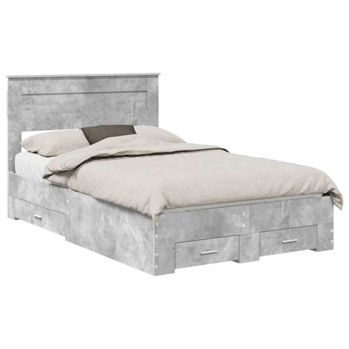 Sengestamme med skuff Betonggrå 135 x 190 cm Konstruert tre