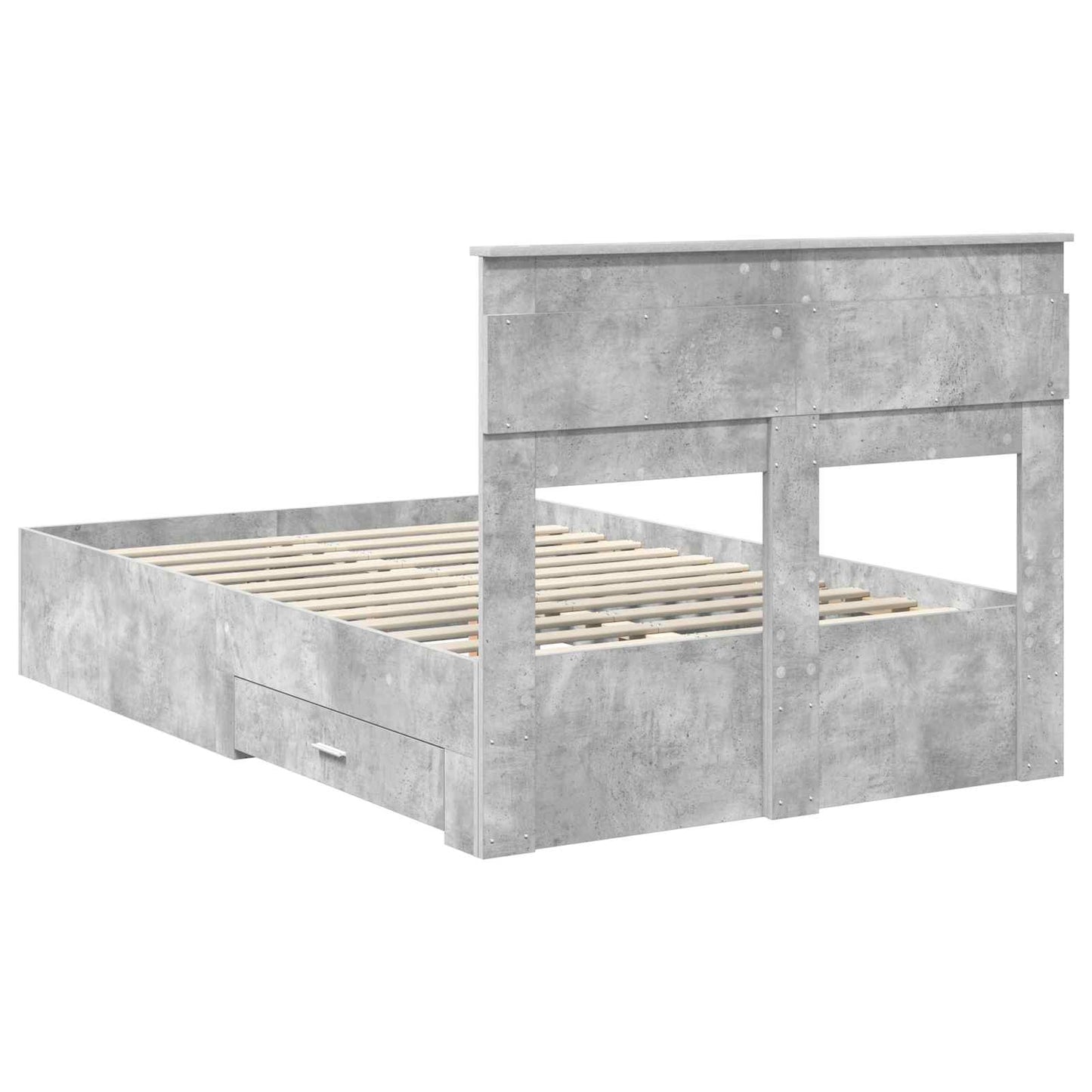 Sengestamme med skuff Betonggrå 135 x 190 cm Konstruert tre