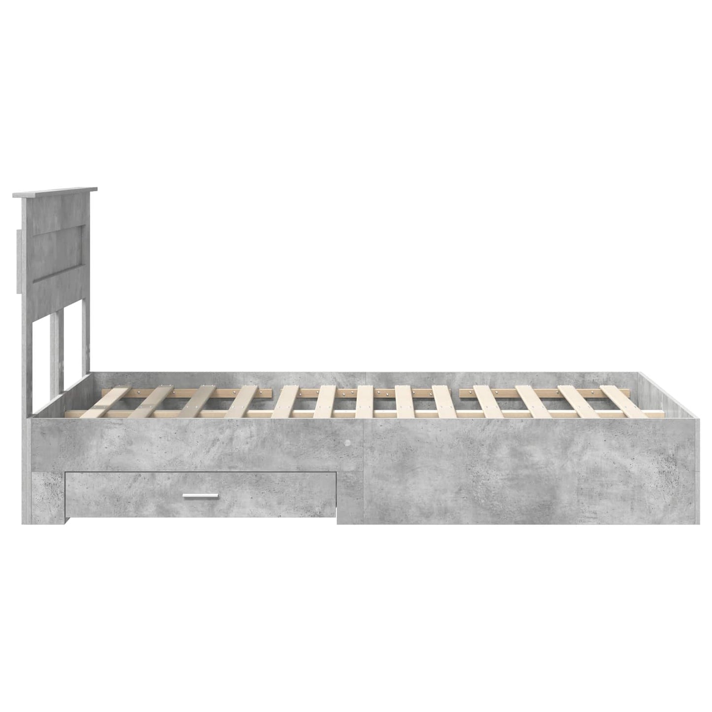 Sengestamme med skuff Betonggrå 135 x 190 cm Konstruert tre