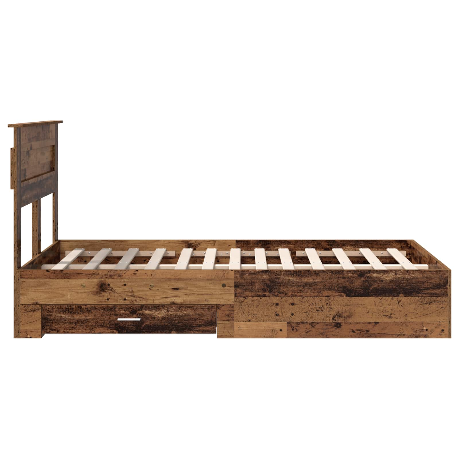 Sengestamme med skuff Gammelt tre 135 x 190 cm Konstruert tre