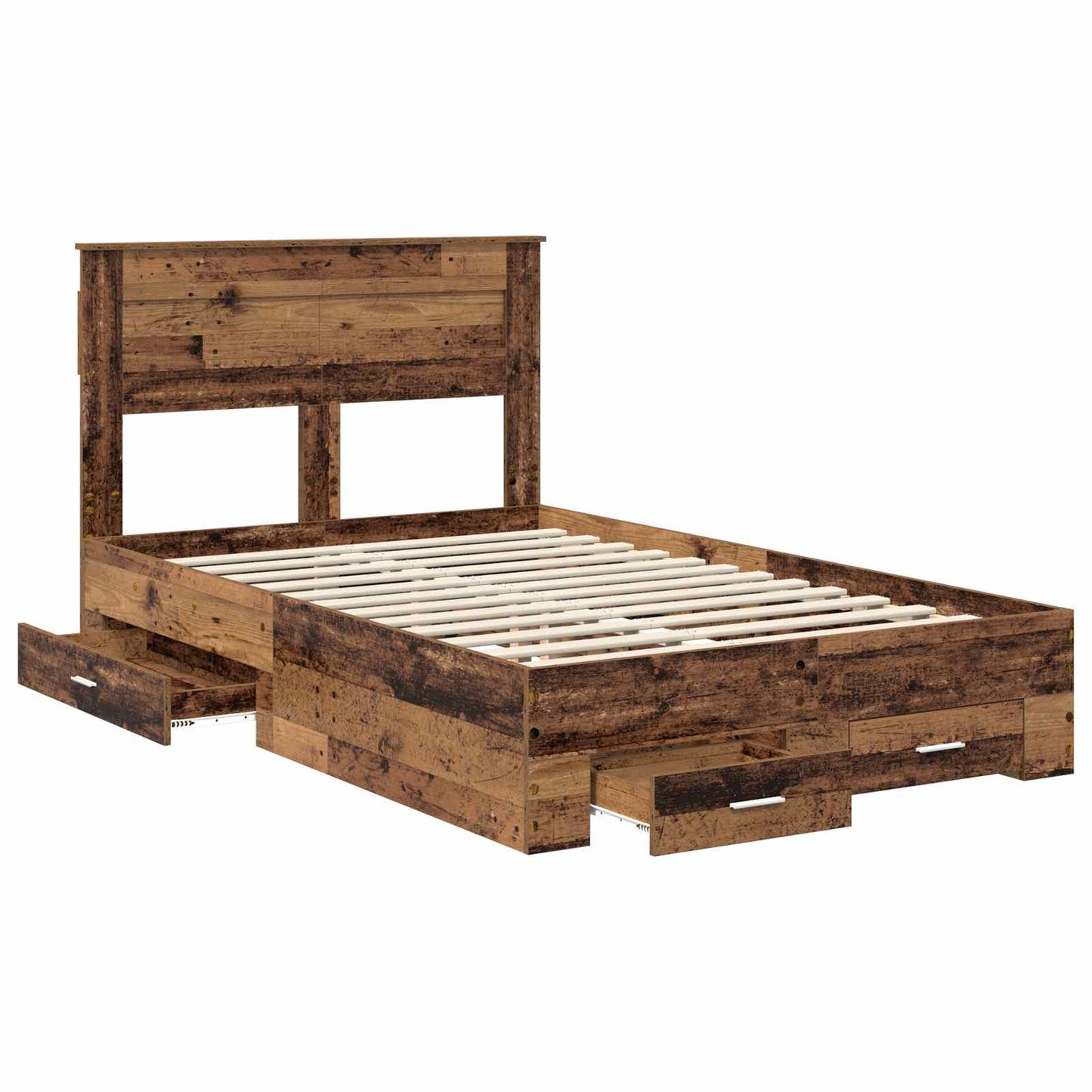 Sengestamme med skuff Gammelt tre 120 x 190 cm Konstruert tre