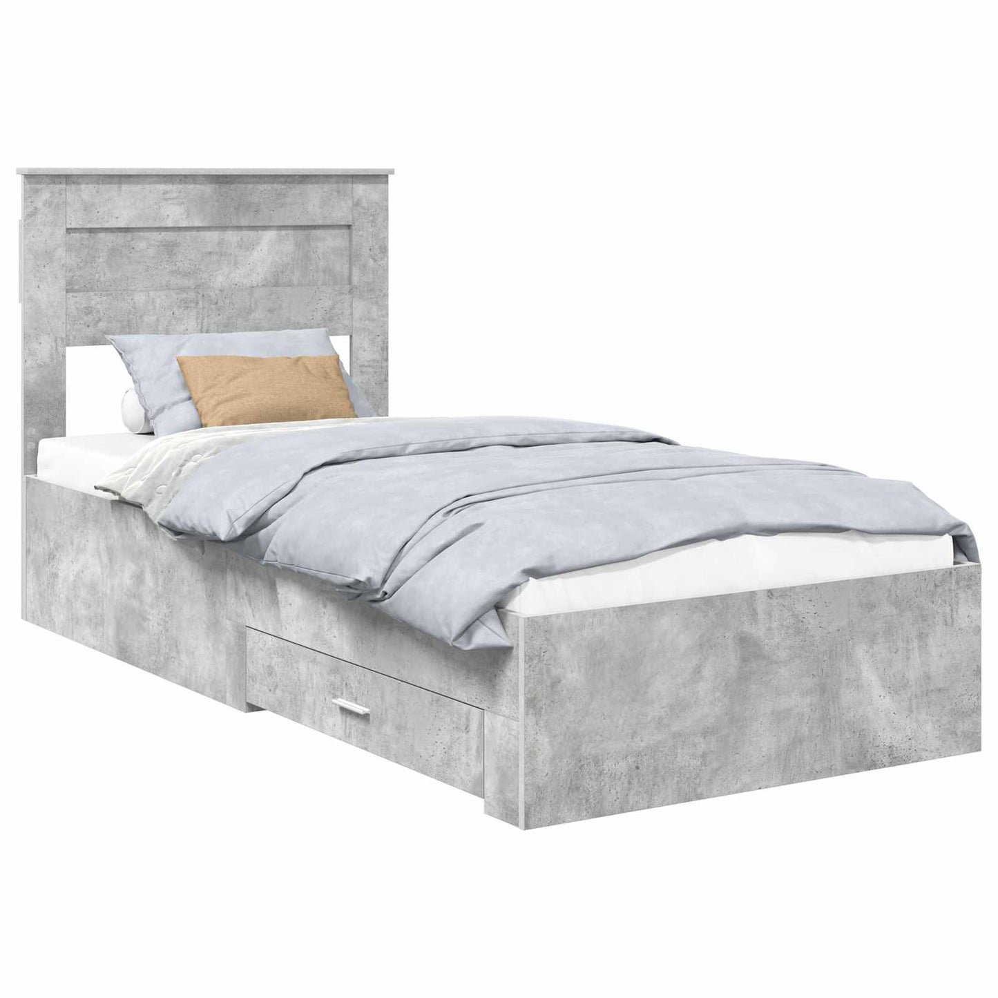 Sengestamme med skuff Betonggrå 100 x 200 cm Konstruert tre