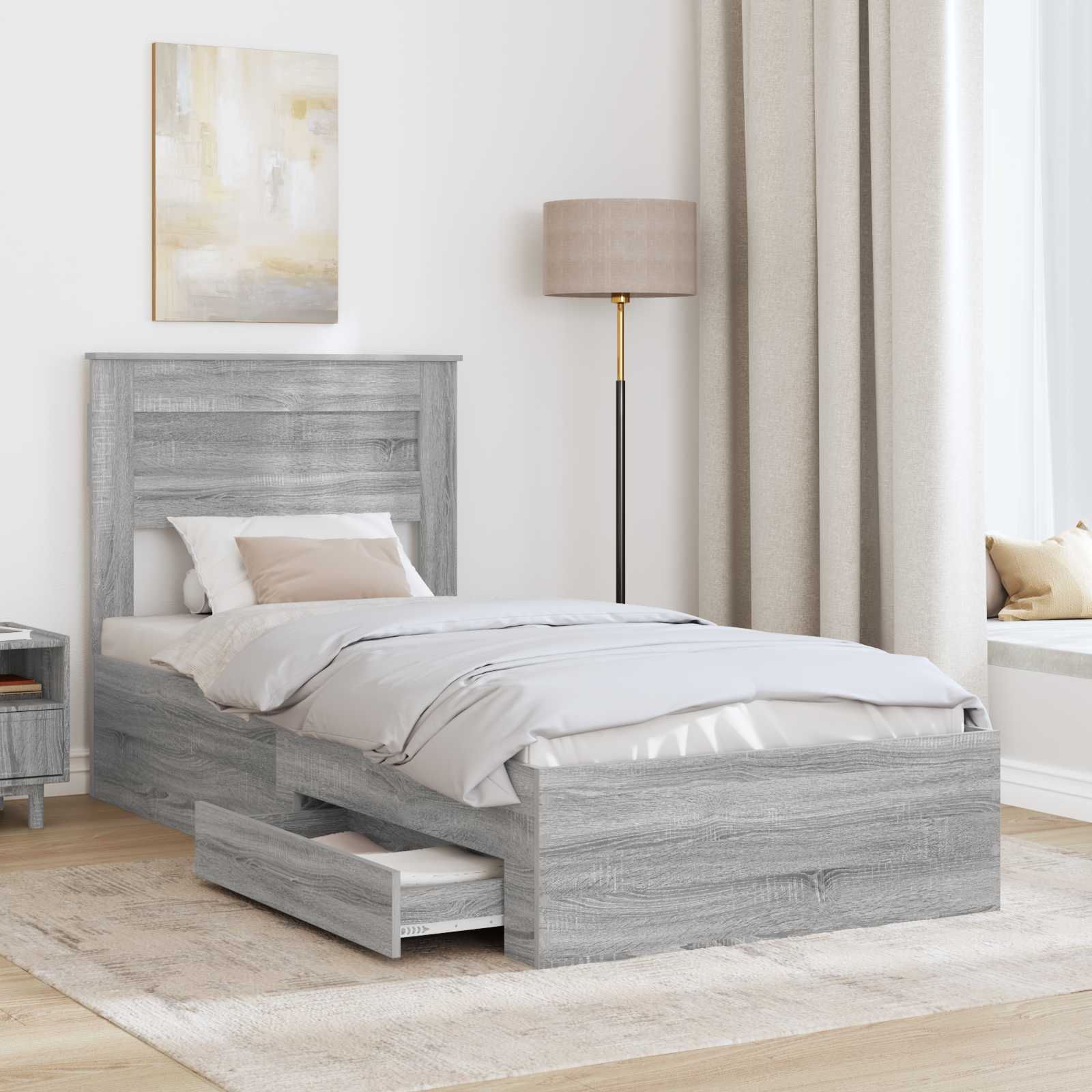 Sengestamme med skuff med hodegjerde med lagring Konstruert tre