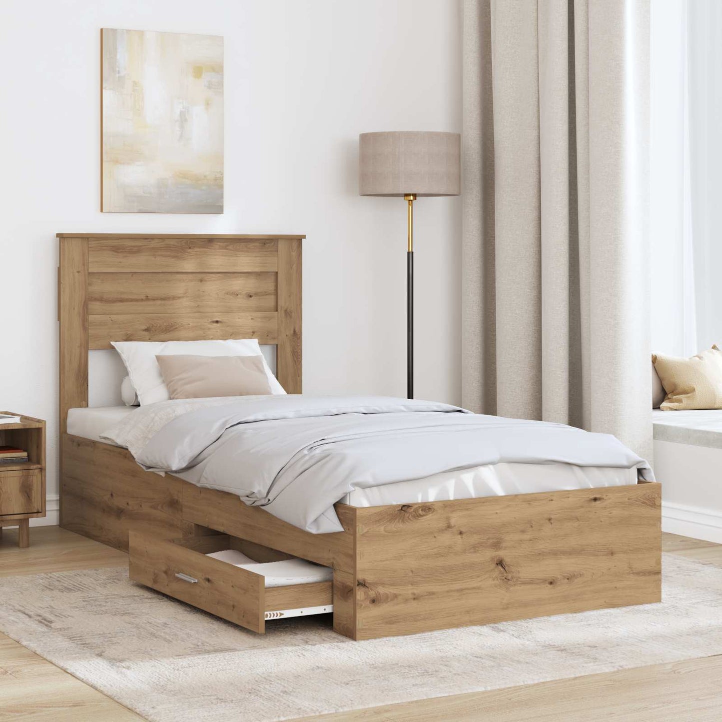 Sengestamme med skuff Artisan Eik 100 x 200 cm Konstruert tre
