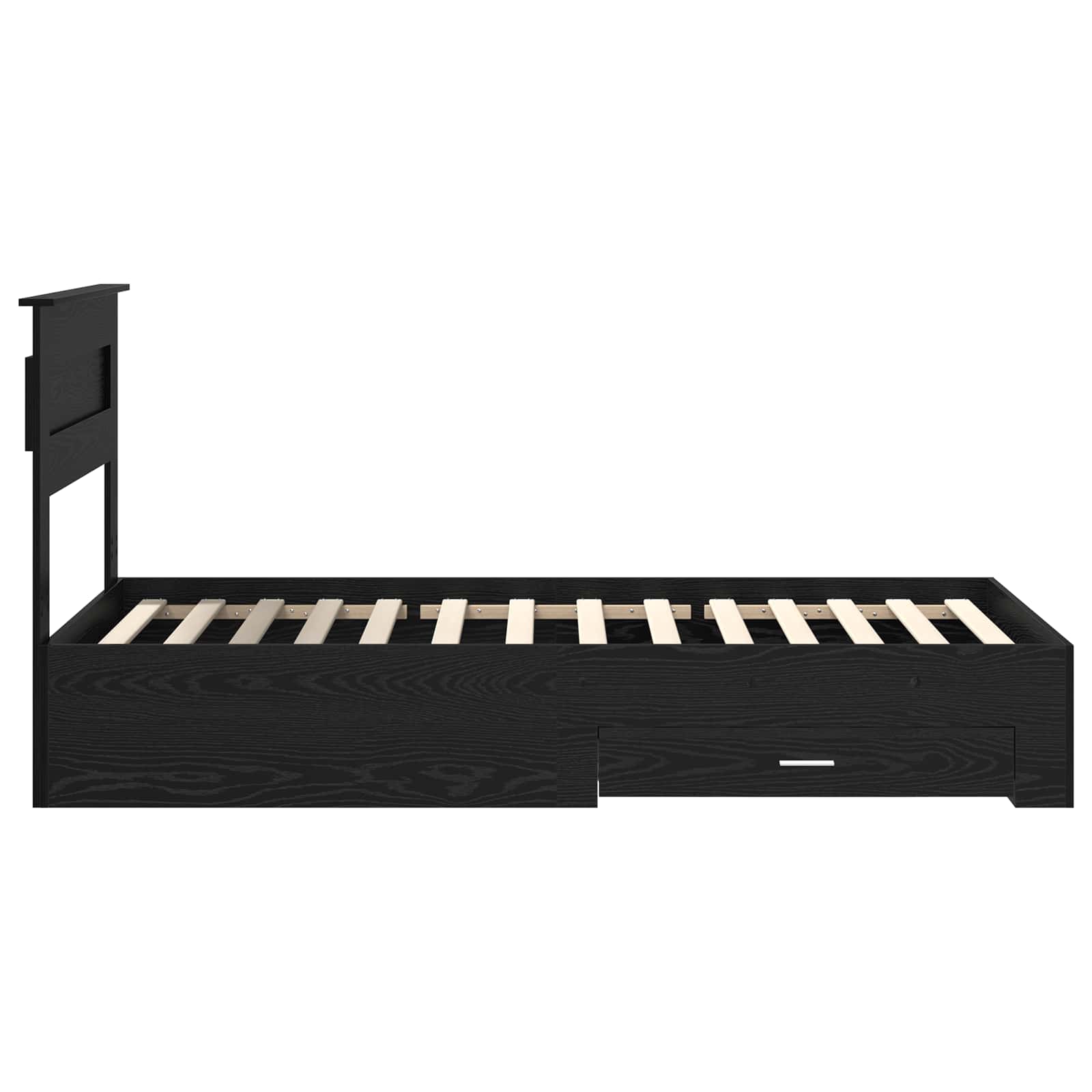 Sengestamme med hodegjerde Svart Eik 90 x 190 cm Konstruert tre