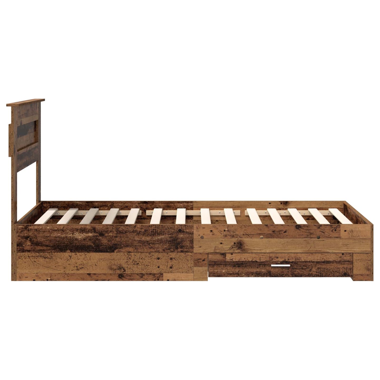 Sengestamme med skuff Gammelt tre 90 x 190 cm Konstruert tre