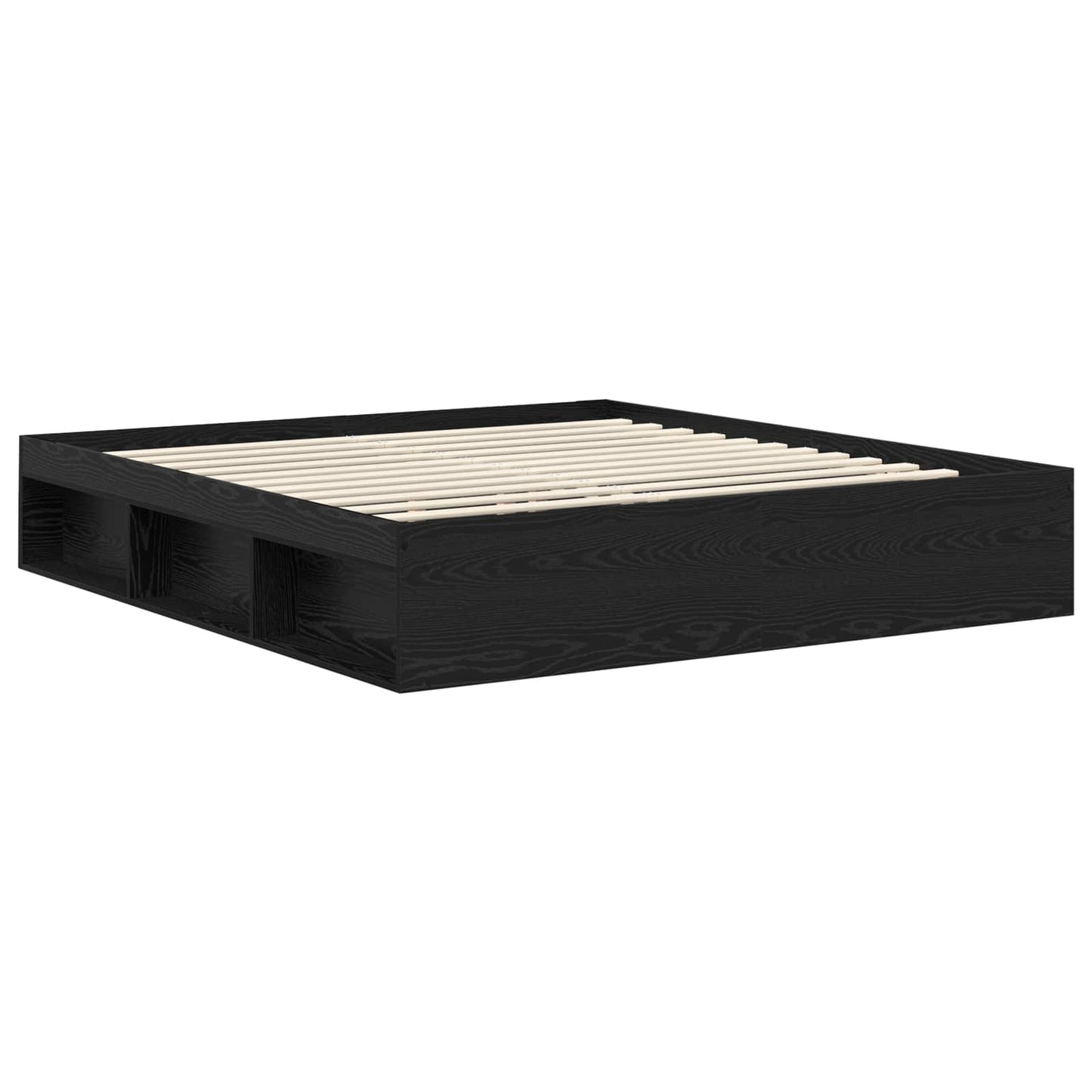 Sengestamme med hodegjerde Svart 200 x 200 cm Massiv furu