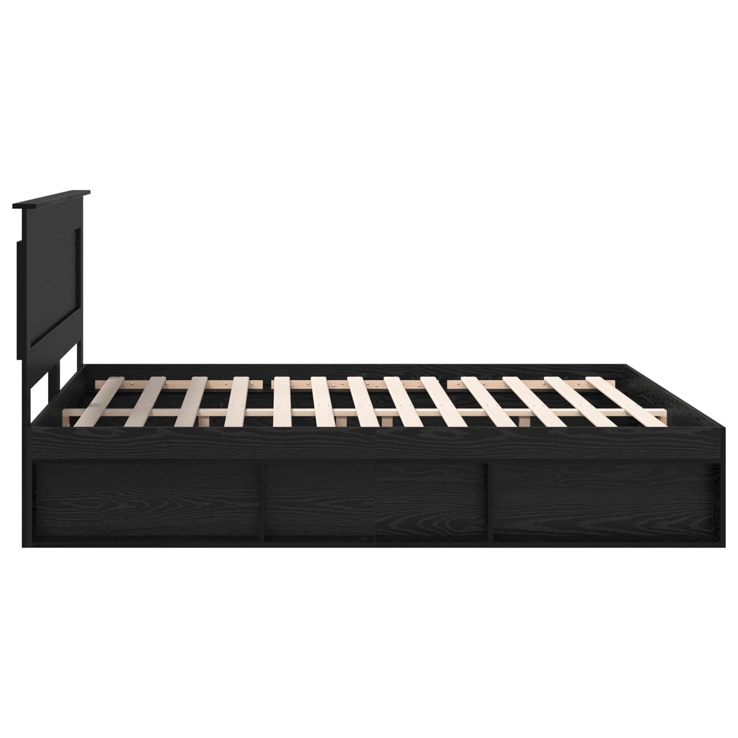 Sengestamme med hodegjerde Svart 200 x 200 cm Massiv furu