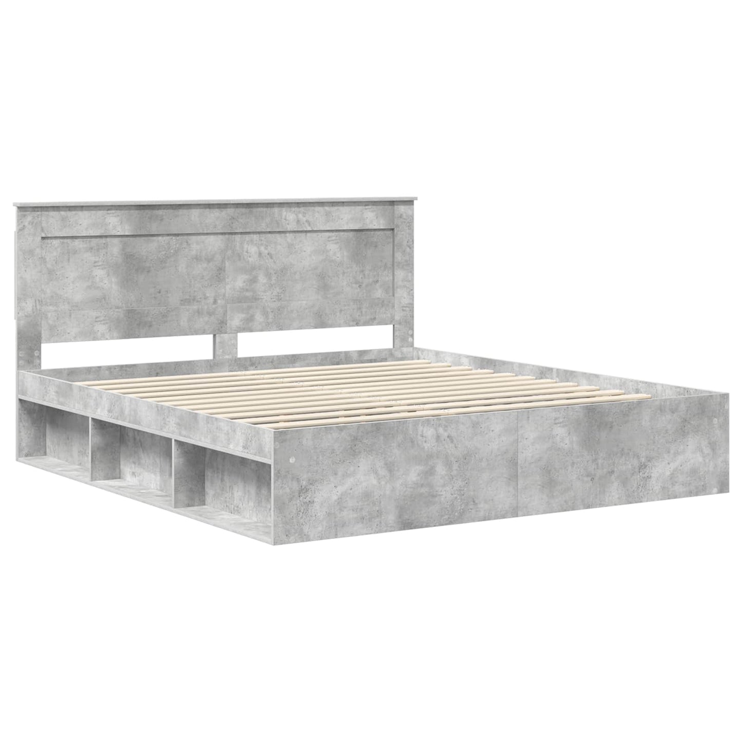 Sengestamme med hodegjerde Betong 180 x 200 cm Massiv furu