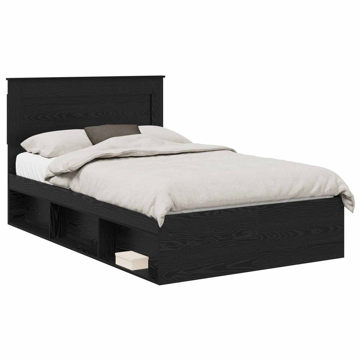 Sengestamme med hodegjerde Svart 135 x 190 cm Massiv furu