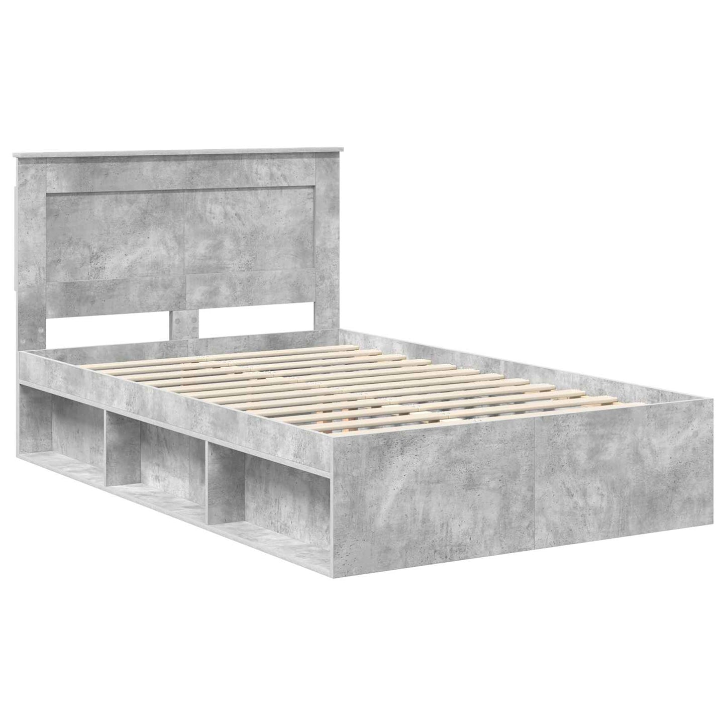 Sengestamme med skuff Betonggrå 135 x 190 cm Massiv furu
