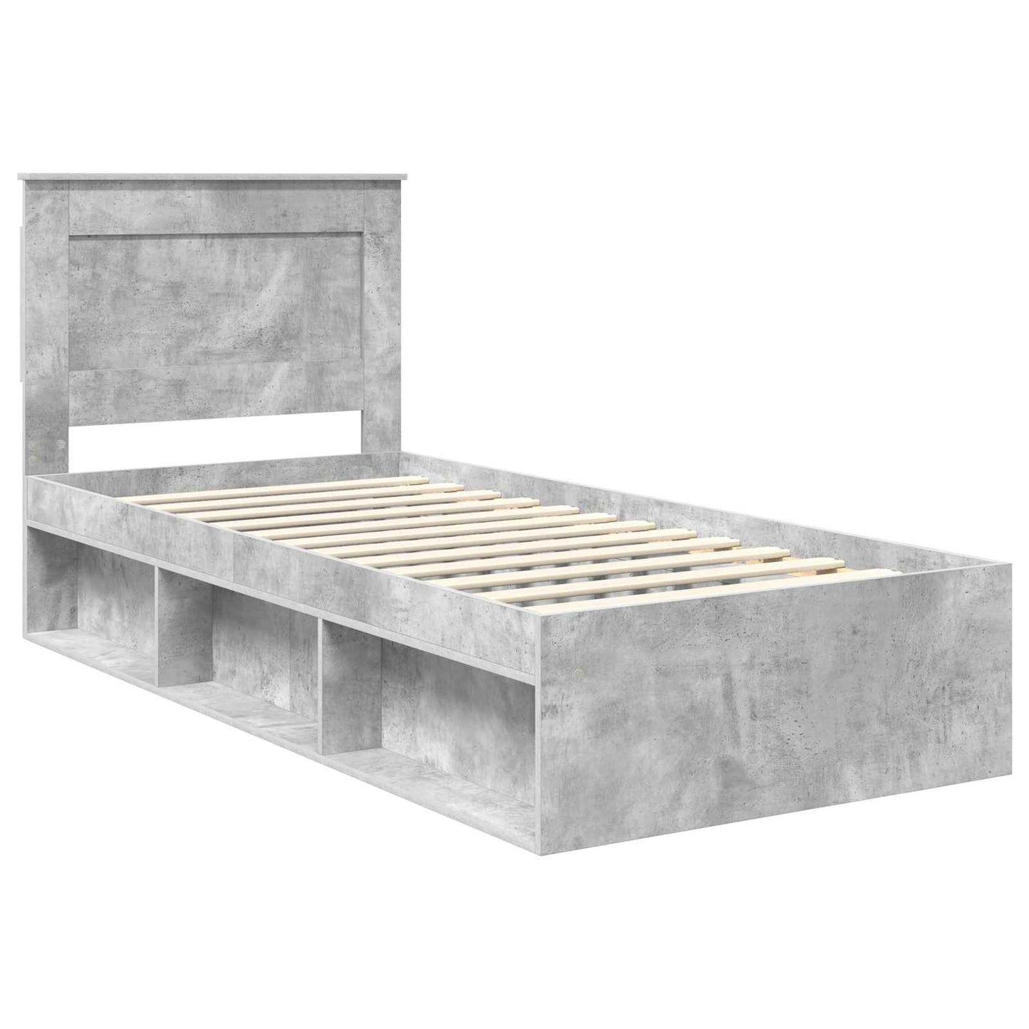 Sengestamme med hodegjerde Betonggrå 100 x 200 cm Massiv furu