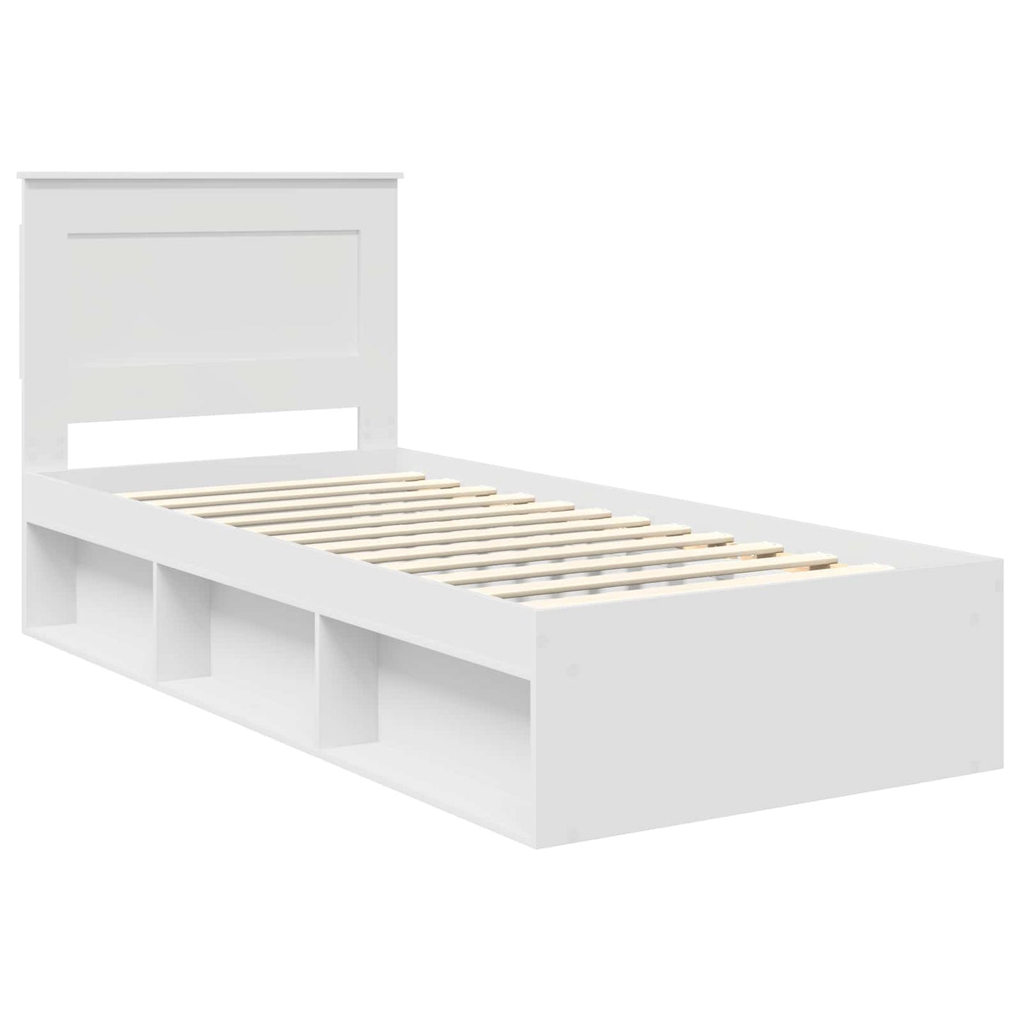 Sengestamme med hodegjerde Hvit 75 x 190 cm Massiv furu