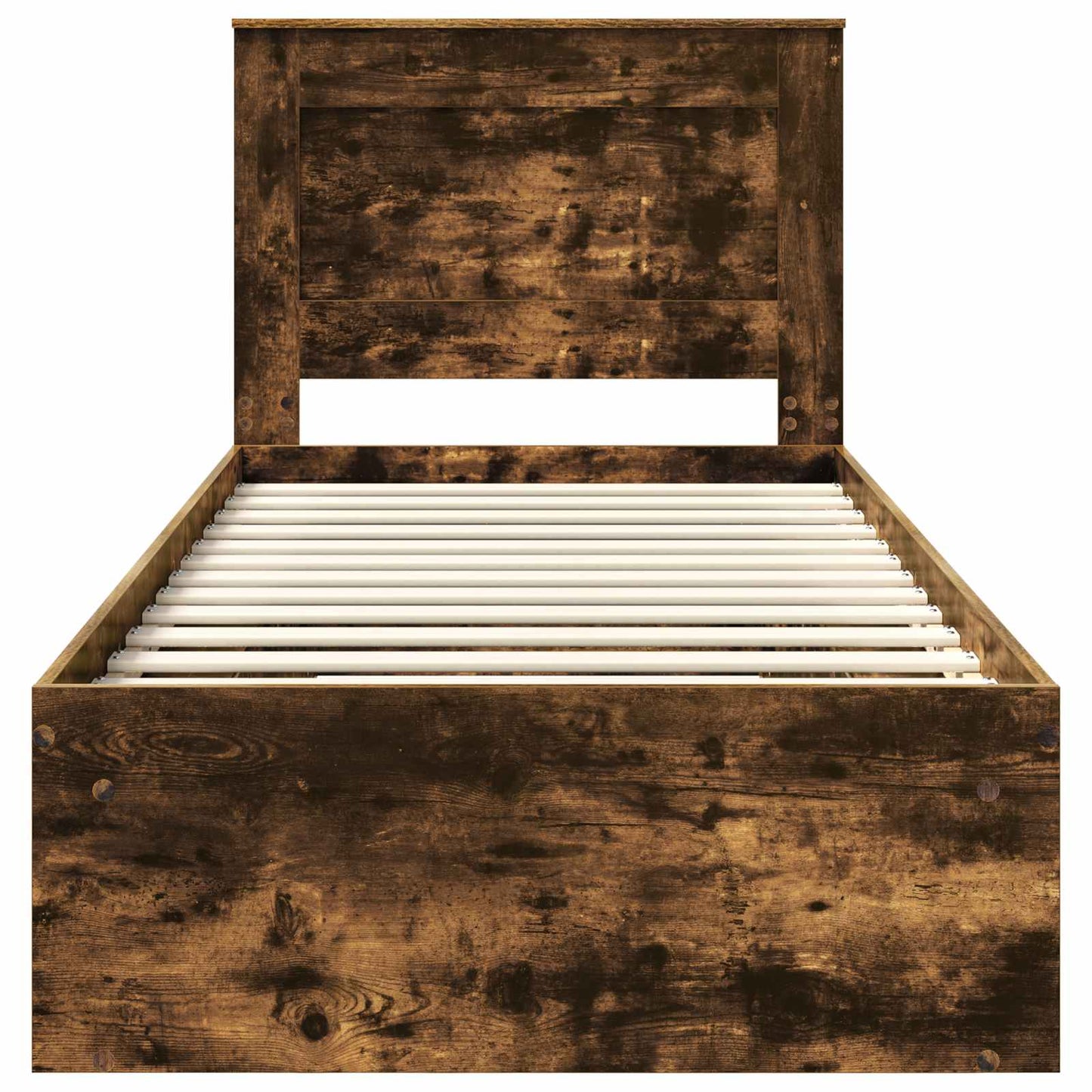 Sengestamme med hodegjerde Røkt eik 75 x 190 cm Massiv furu