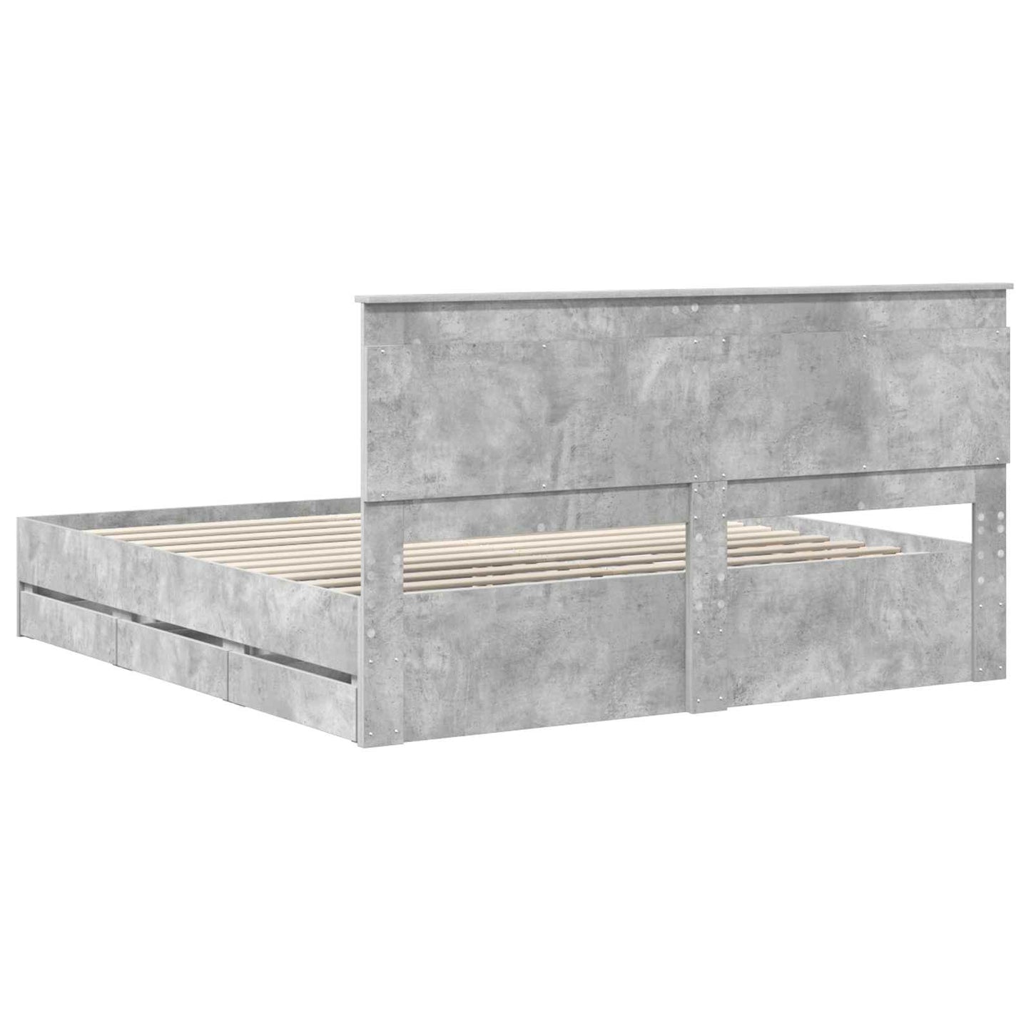 Sengestamme med skuff Betonggrå 180 x 200 cm Ingeniørtre