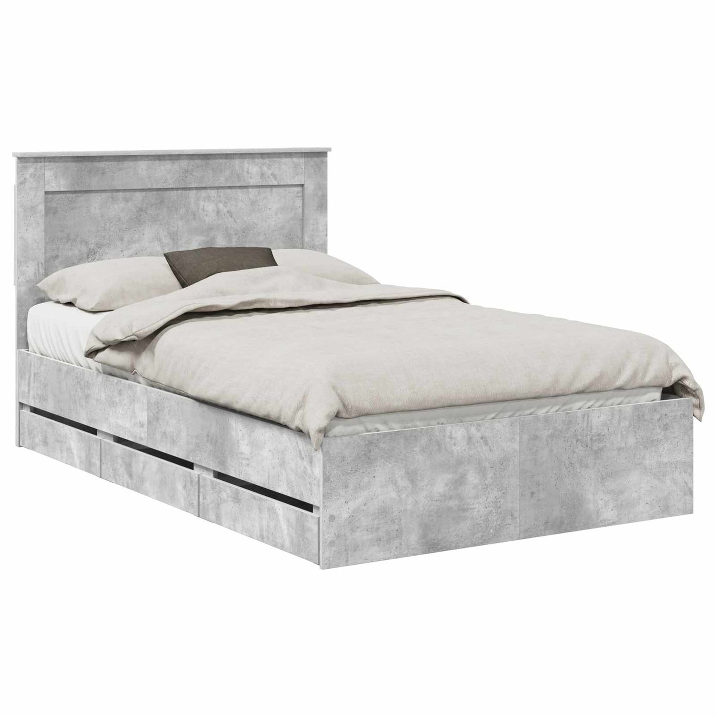 Sengestamme med skuff Betonggrå 135 x 190 cm Ingeniørtre