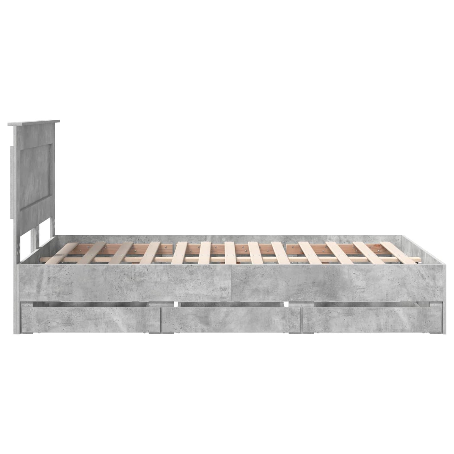 Sengestamme med skuff Betonggrå 135 x 190 cm Ingeniørtre
